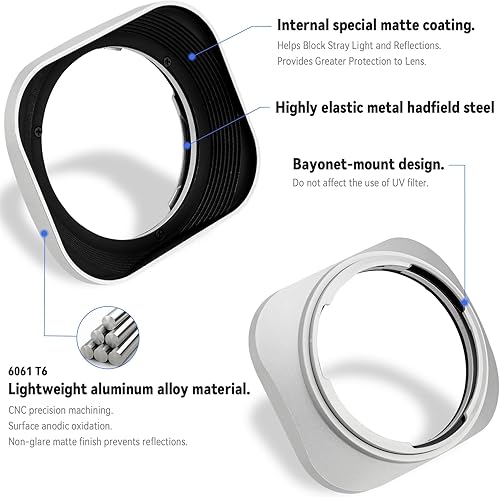 Miniatura 5 de Haoge LH-ZV06 - Parasol metálico para Carl Zeiss Distagon T 2.821 0.827 in f2.8 ZM, C Biogon T 4.521 0.827 in f4.5 ZM, 2.825 0.984 in f2.8 ZM, 2.828