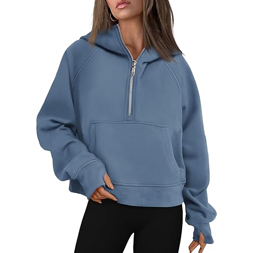 AUTOMET Half Zip Sweatshirts Cropped Hoodies Fleece Womens Quarter Zip Up Pullover Sweaters Fall Outfits 2023 Winter Clothes