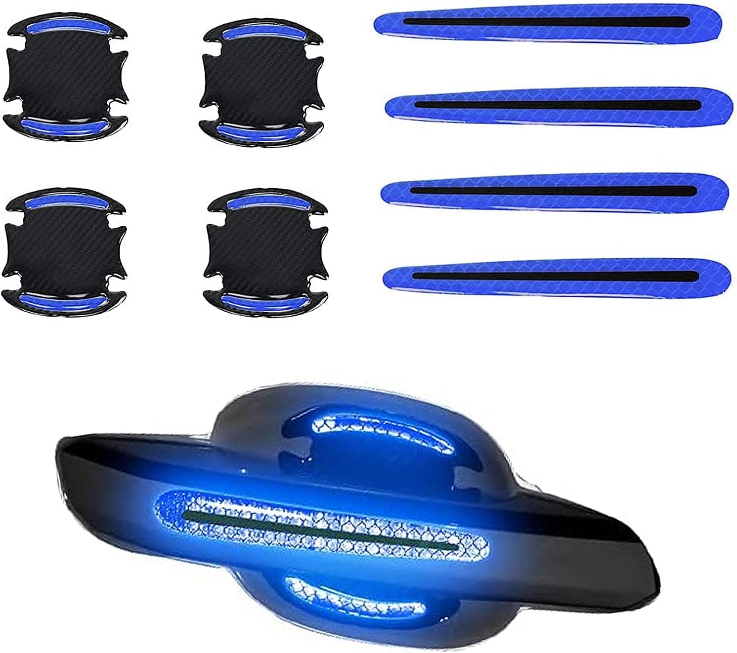 Cmd 8枚車用 ドアハンドルプロテクター 車 ステッカー ドアノブガード 自動車汎用 爪キズ防止 プロテクションカバー 青