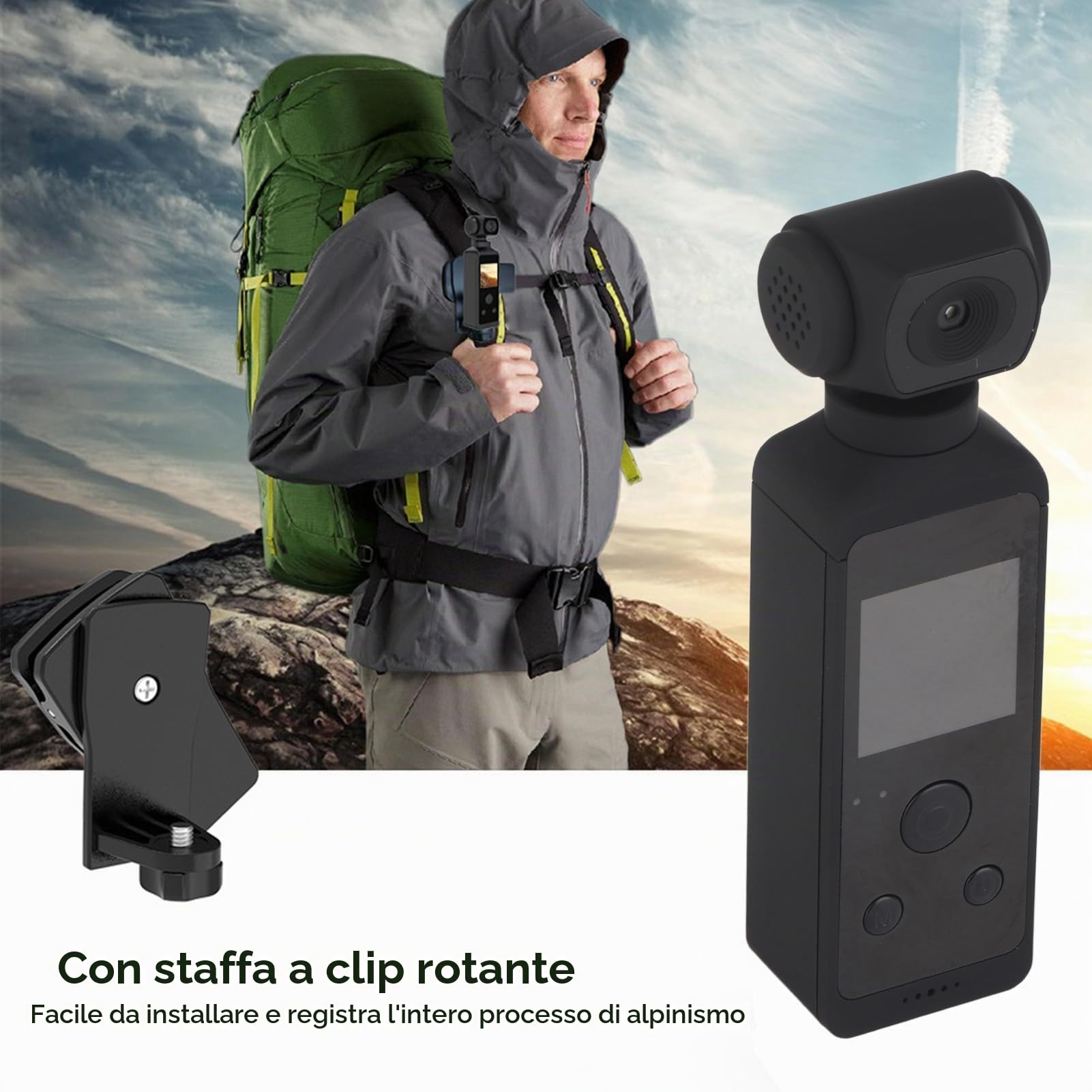 Ejoyous Camera da Azione Tascabile 4K, Videocamera per Videocamera per il Corpo Bodycam con WLAN e Microfono a 270 °, Senza Spazzato