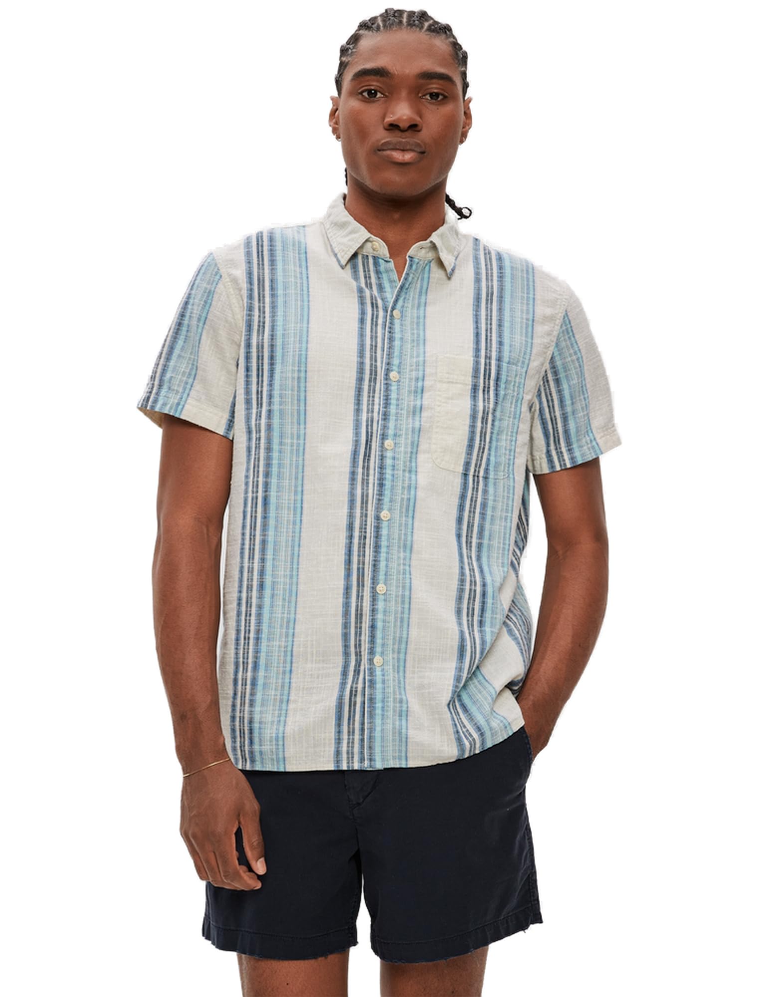 American EagleMen U-2154-5971-401 Striped Button-Up Resort Shirt