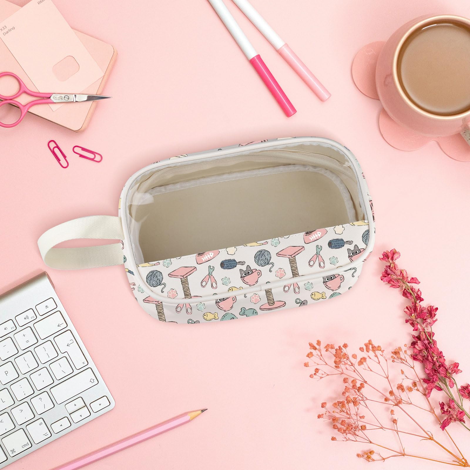 Funny Cat Lover Clear Makeup Bag Cat Mom Dad Present Emotional Support Cat Gift Pet Owner Gift (My Cat Cbag EU) - Image 3