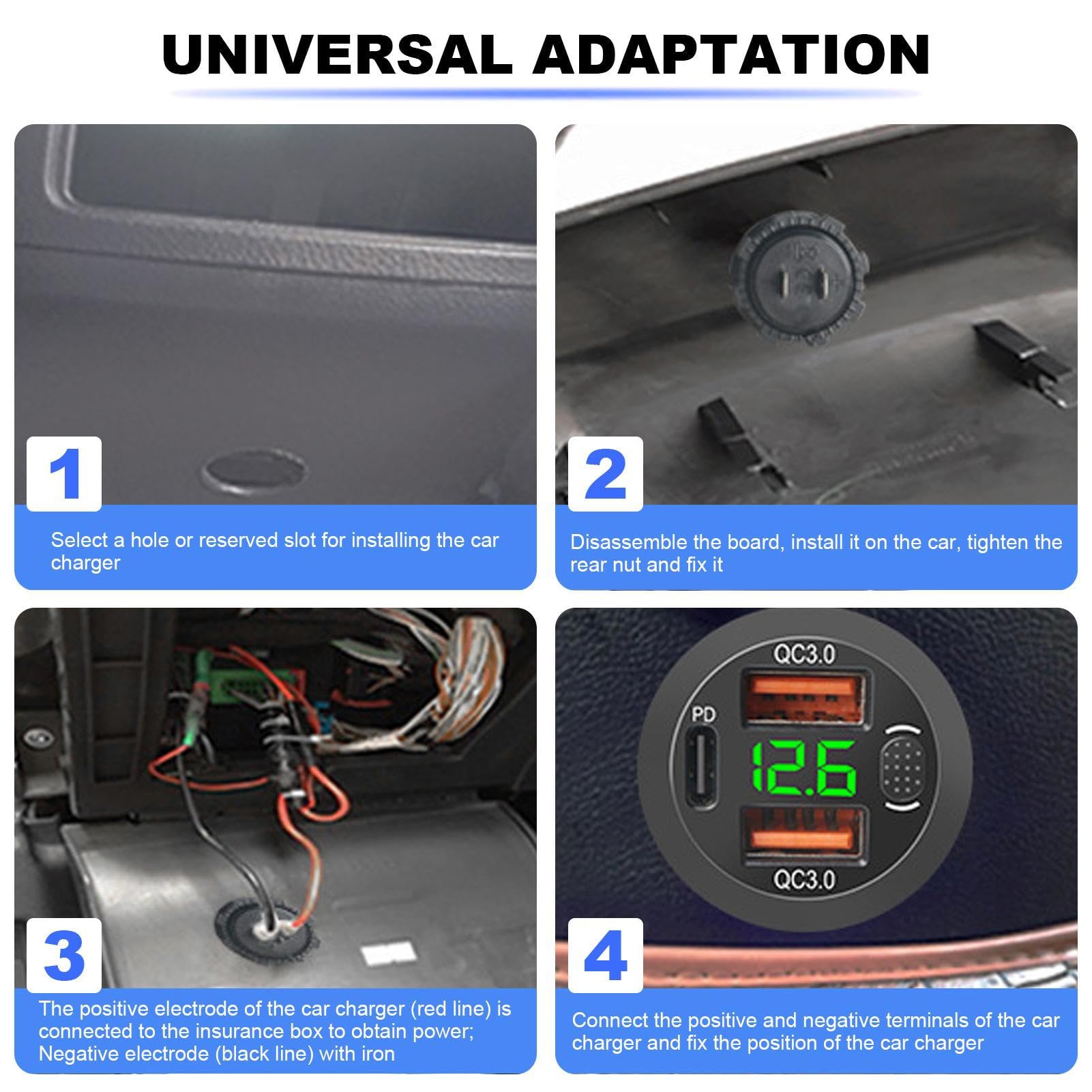 pologmase Chargeur Moto - Charge à Double Port pour téléphone,Adaptateur Voiture USB Rapipour téléphone Portable, Prise USB Double Port pour Motos, SUV, camions, Camping-Cars