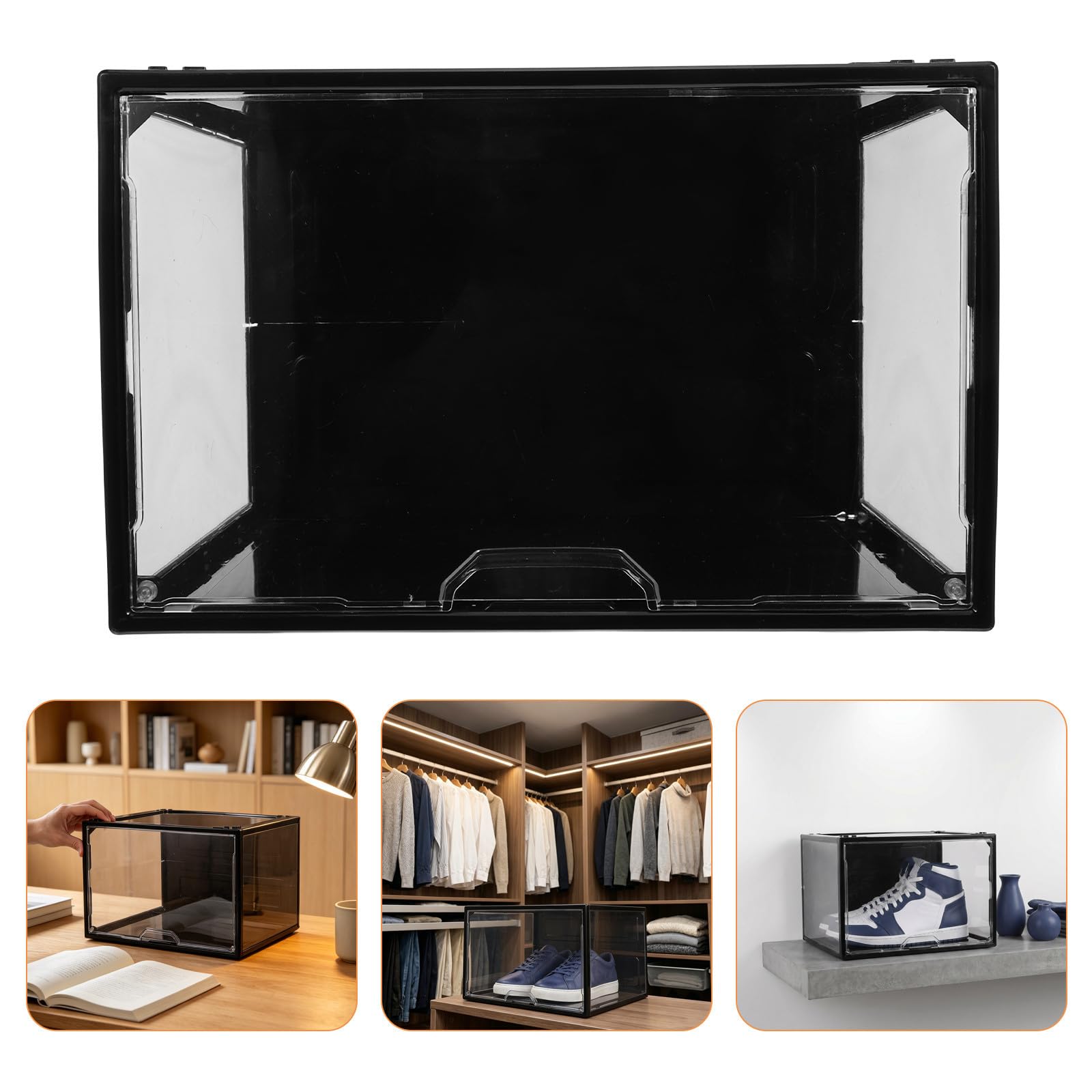 Caja Estructura Apilable de Acrílico Transparente para Zapatos con Apertura Lateral, Resistente Compresión y Diseño Cristalino para Organizar Botas y Zapatillas Armario o Entrada