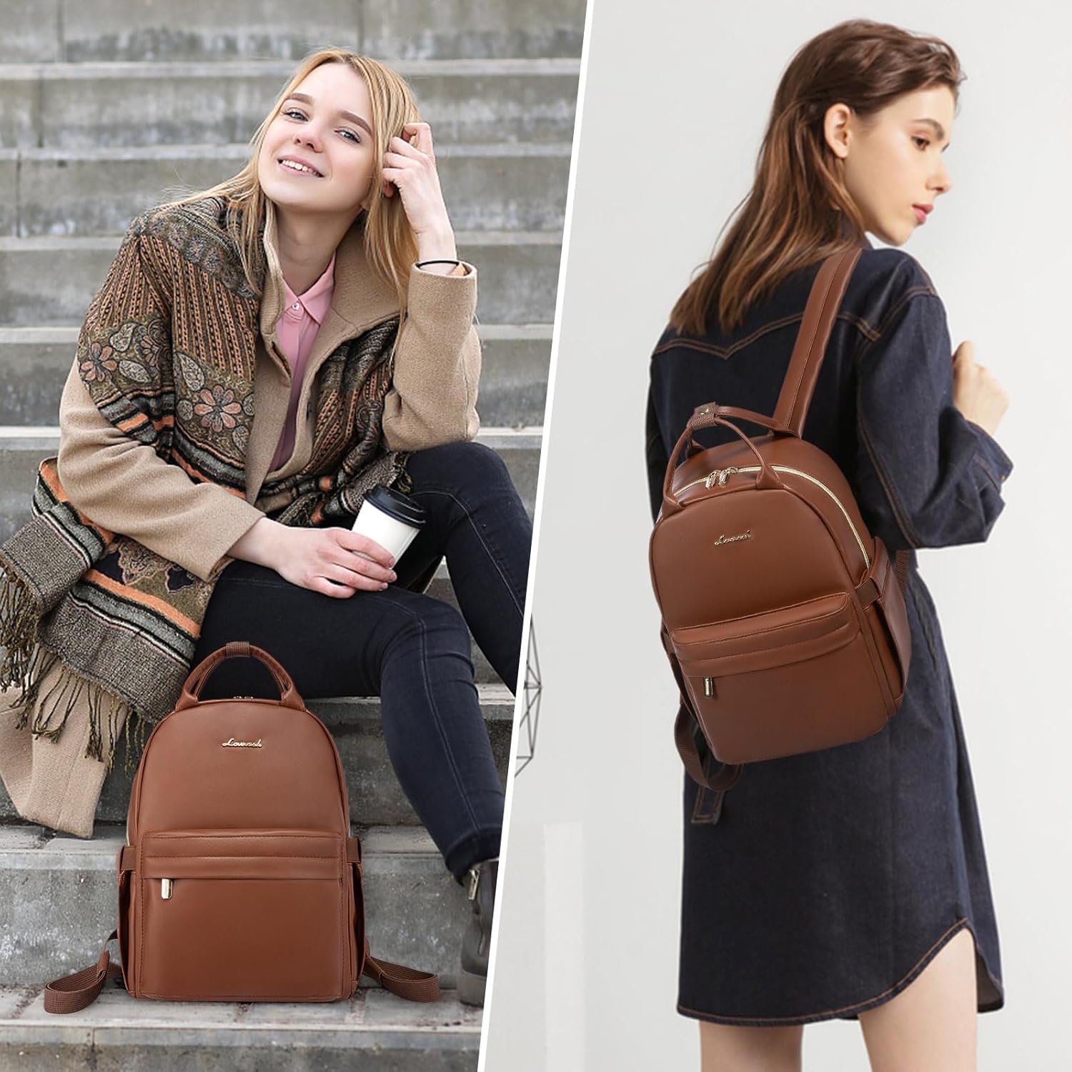 LOVEVOOK Mini Backpack Purse for Women Cute Small Backpack,PU Leather Anti-theft Fashion Daypack for Work Travel Daily Backpack - Image 2