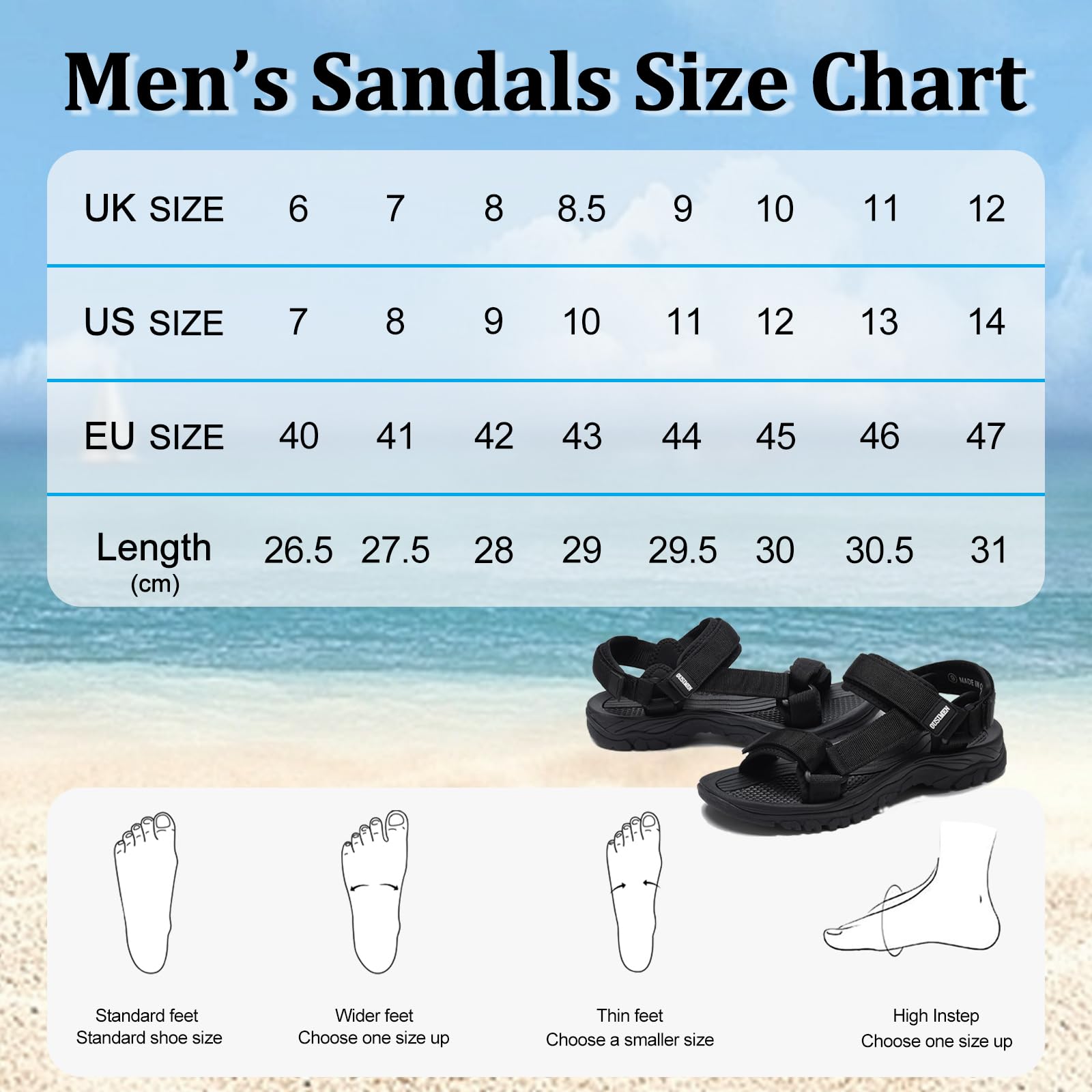 SYKT Sandales Trekking Homme Randonnée Plage Sport Léger