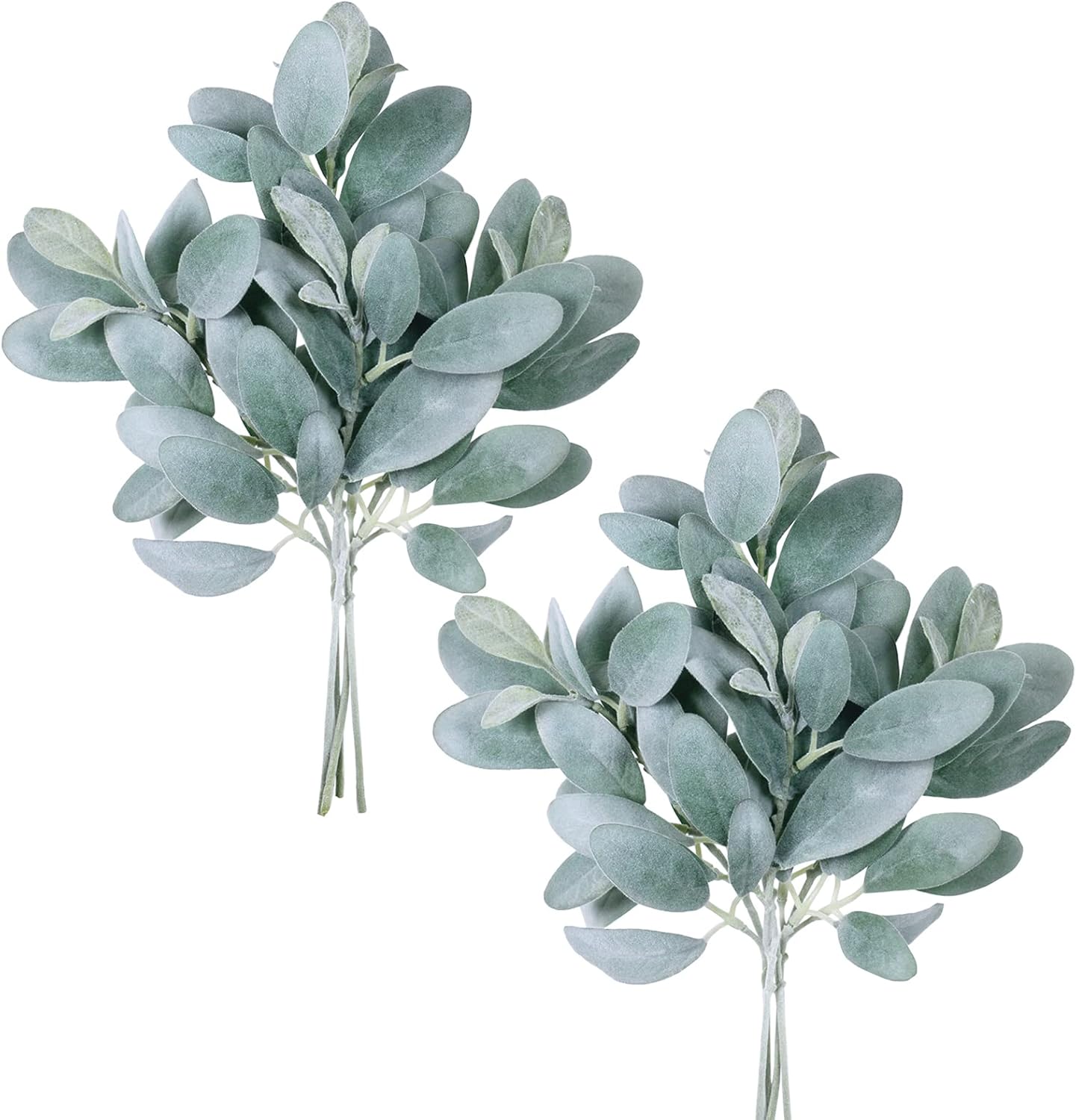 Winlyn 8 Pcs Artificial Flocked Lambs Ear Leaves Stems Bulk
