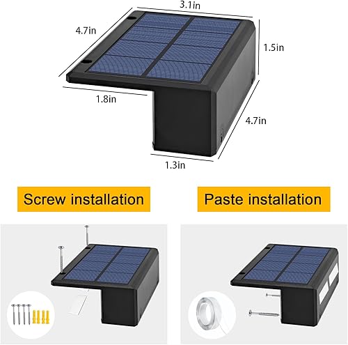 Miniatura 9 de Luces solares para valla al aire libre, impermeables, LED blanco cálido y RGB conmutables, luces solares para terraza, luces de cerca del atardecer