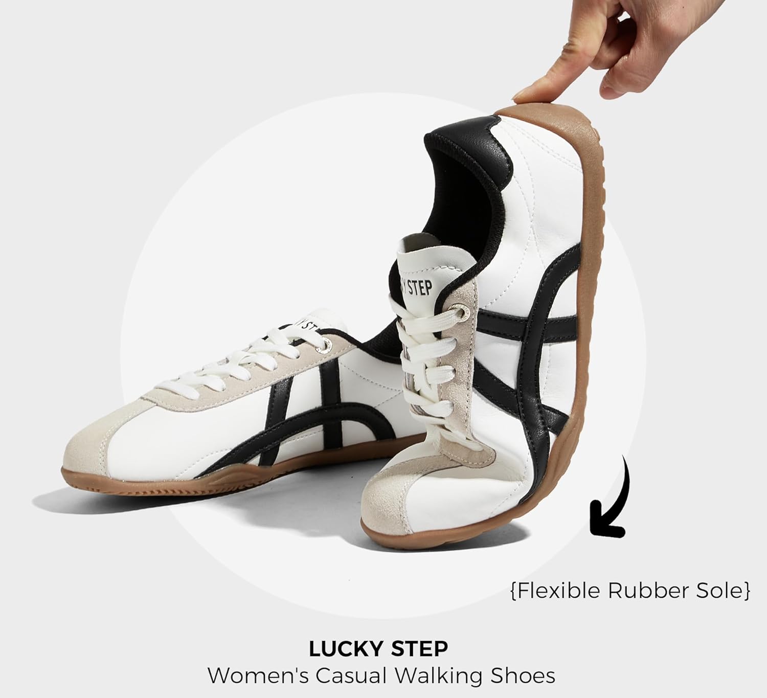 LUCKY STEP Women's Casual Walking Shoes Thin Sole Trendy Stylish Trainer Lightweight Footwear Suede Fashion Sneaker - Image 6