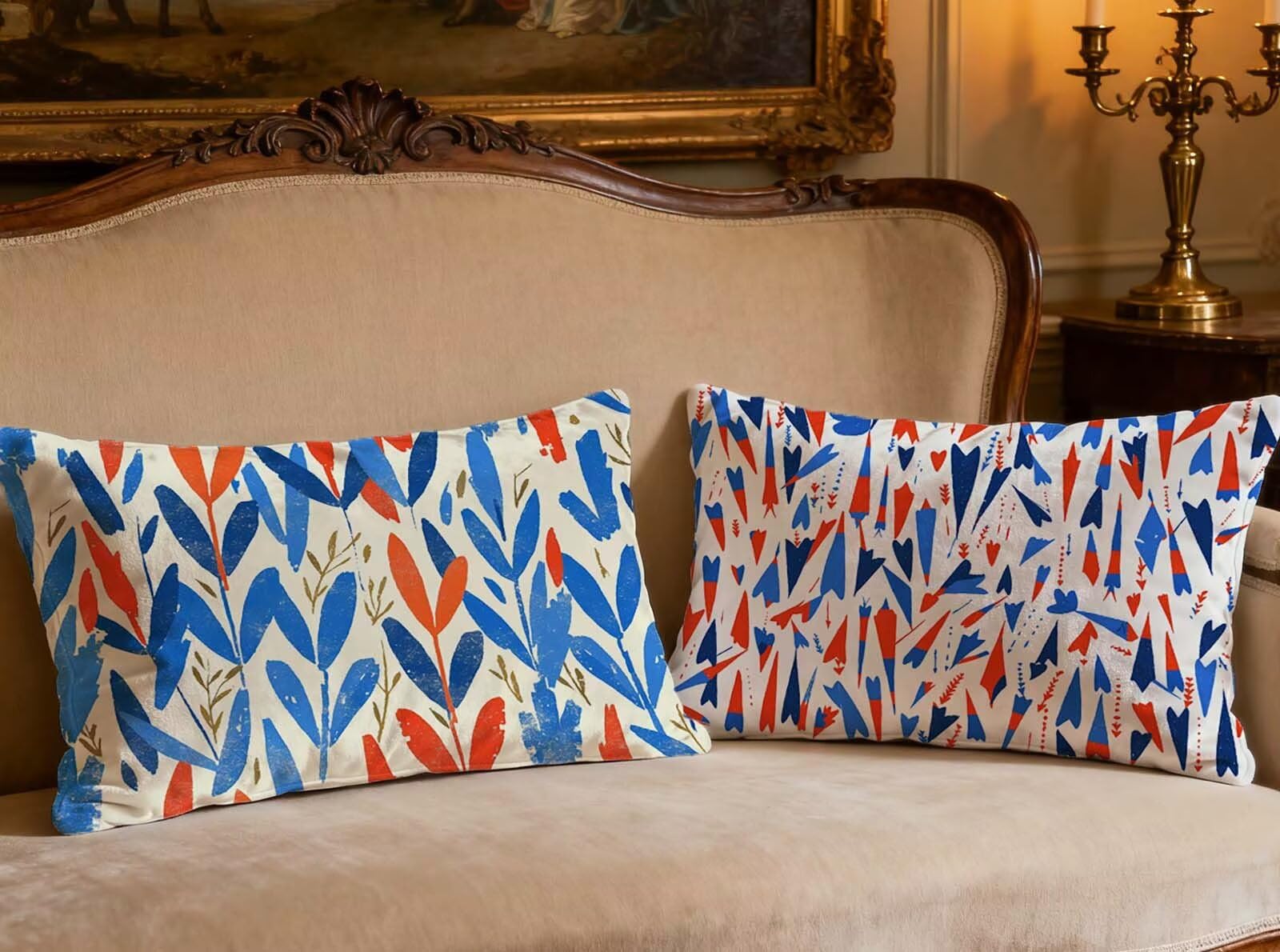 Housse de coussin 40x70cm lot de 2 en velours imprimé