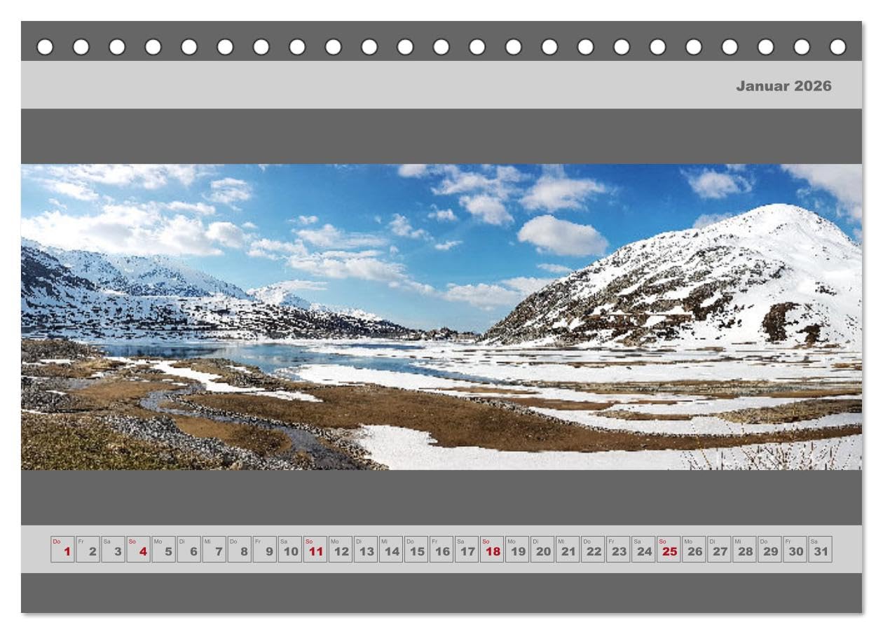Panorama Alpen (Tischkalender 2026 DIN A5 quer), CALVENDO Monatskalender: Die Alpen im Panorma Blick