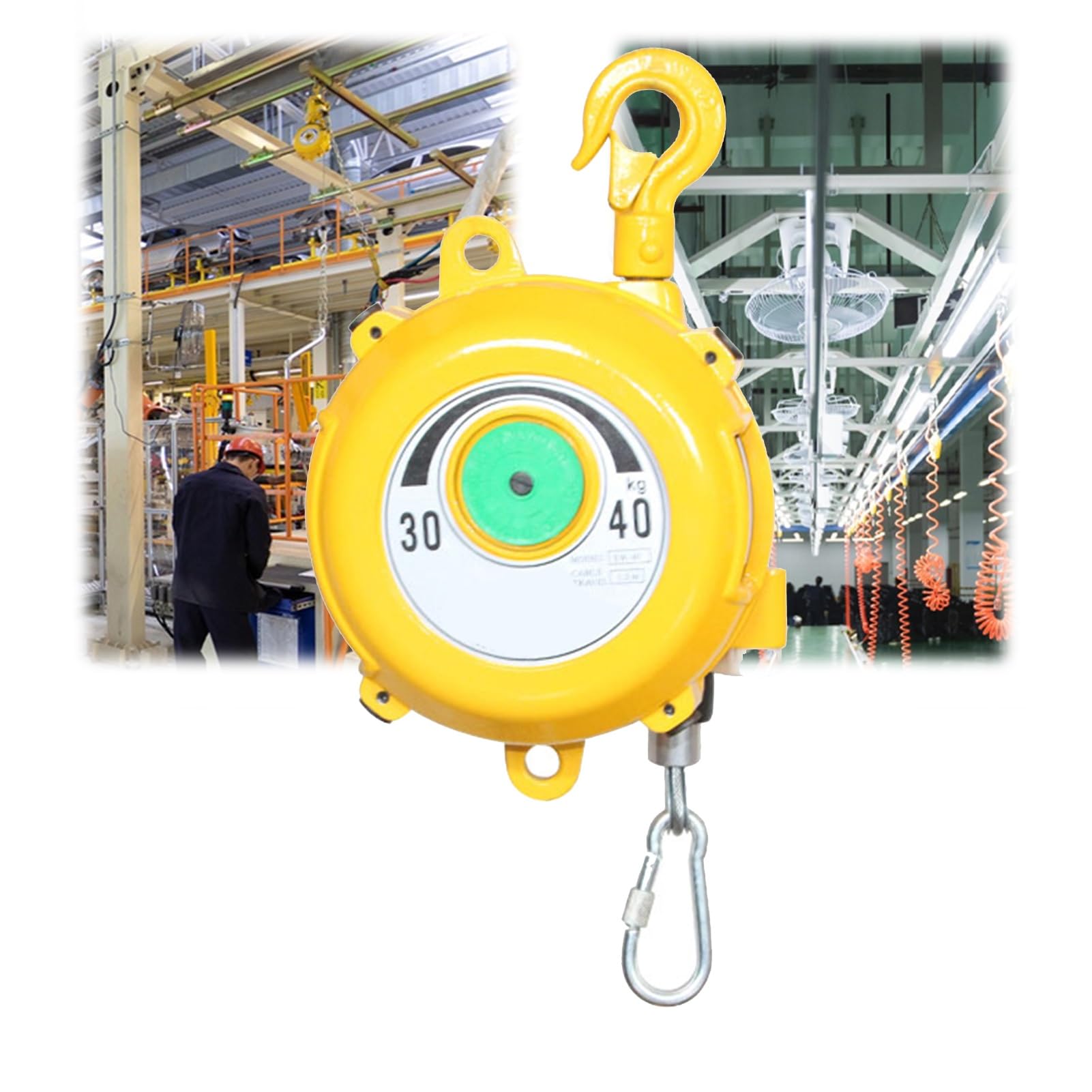 HYQOUKLR Telescopic Spring Balancer, Spring Balancer With Wire Rope Hook For Assembly Workshop Automotive Multiple Load Ranges(30-40kg)