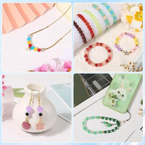 Miniatura 6 de Audab 800 cuentas de vidrio de 0.315 pulgadas en 32 colores para fabricación de joyas, cuentas redondas de cristal para pulseras, manualidades