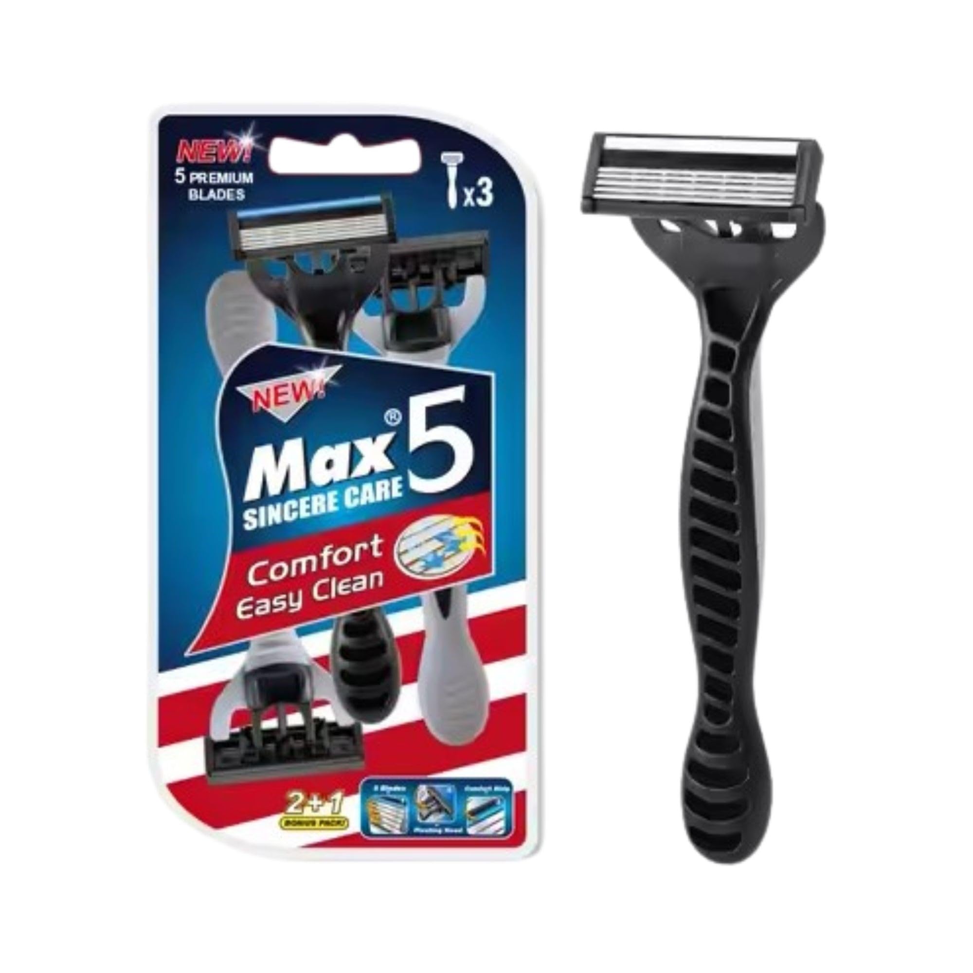 Max A Series Premium 5 Blades Sincere Care Comfort Easy Clean Razor Blades for Men Shaving 5 Layer