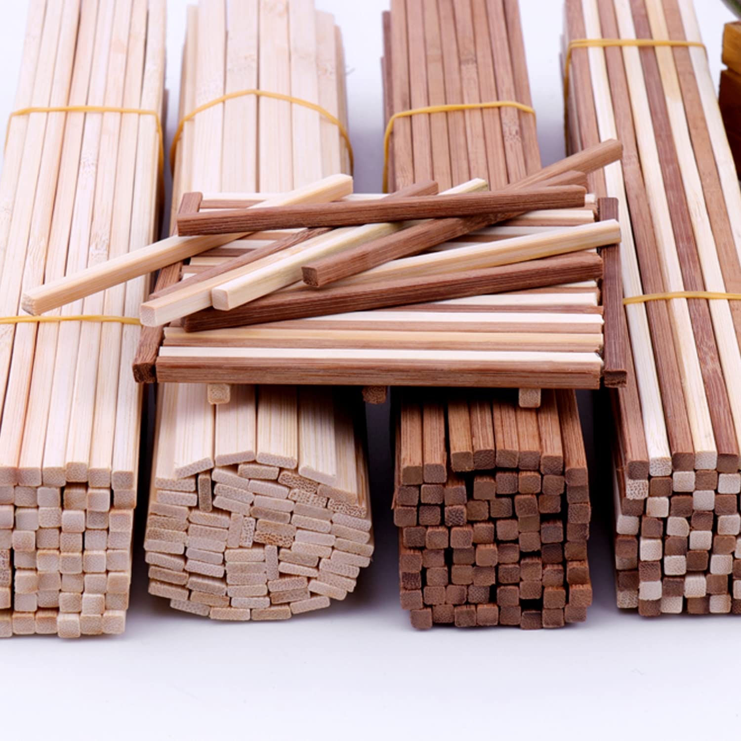Lot de 100 tiges carrées en Bois et Bambou for projets de Bricolage et modélisme(3x9x300mm)