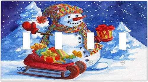 Miniatura 47 de Cubierta de interruptor de luz dúplex de 1 banda, cubierta decorativa de Navidad con copos de nieve rojos, placa frontal decorativa para cocina