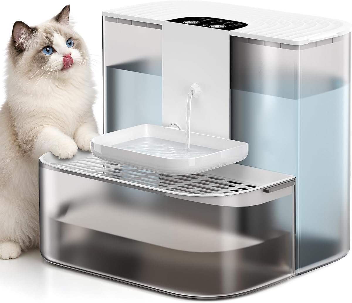 4.5L Wireless Cat Water Fountain No Filters | Wastewater Separation, Rechargeable, Ultra Quiet, Automatic Pet Water Fountain for Cats & Small Dogs