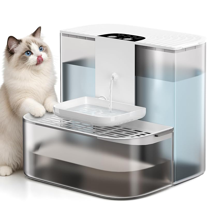 Fonte para gatos sem fio CZPET com separação de água, 4,5 L, Branco