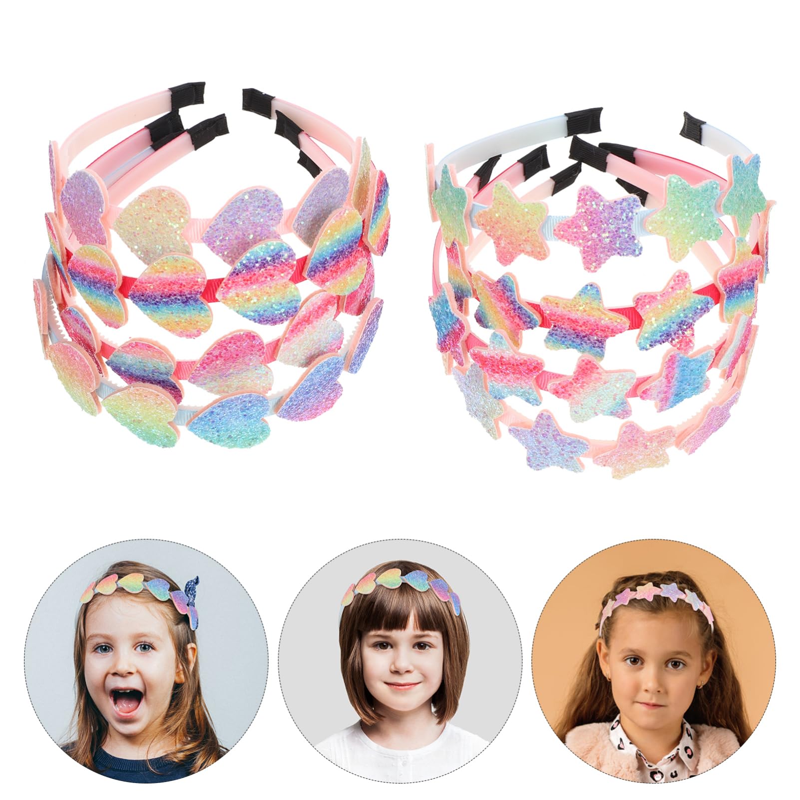 Housoutil 16pezzi Cerchietti Colorati Per Bambine Con Cuori e Stelle Da Fasce Per Perfetti Per Compleanni e Feste Accessori Per Ragazze Agli Anni