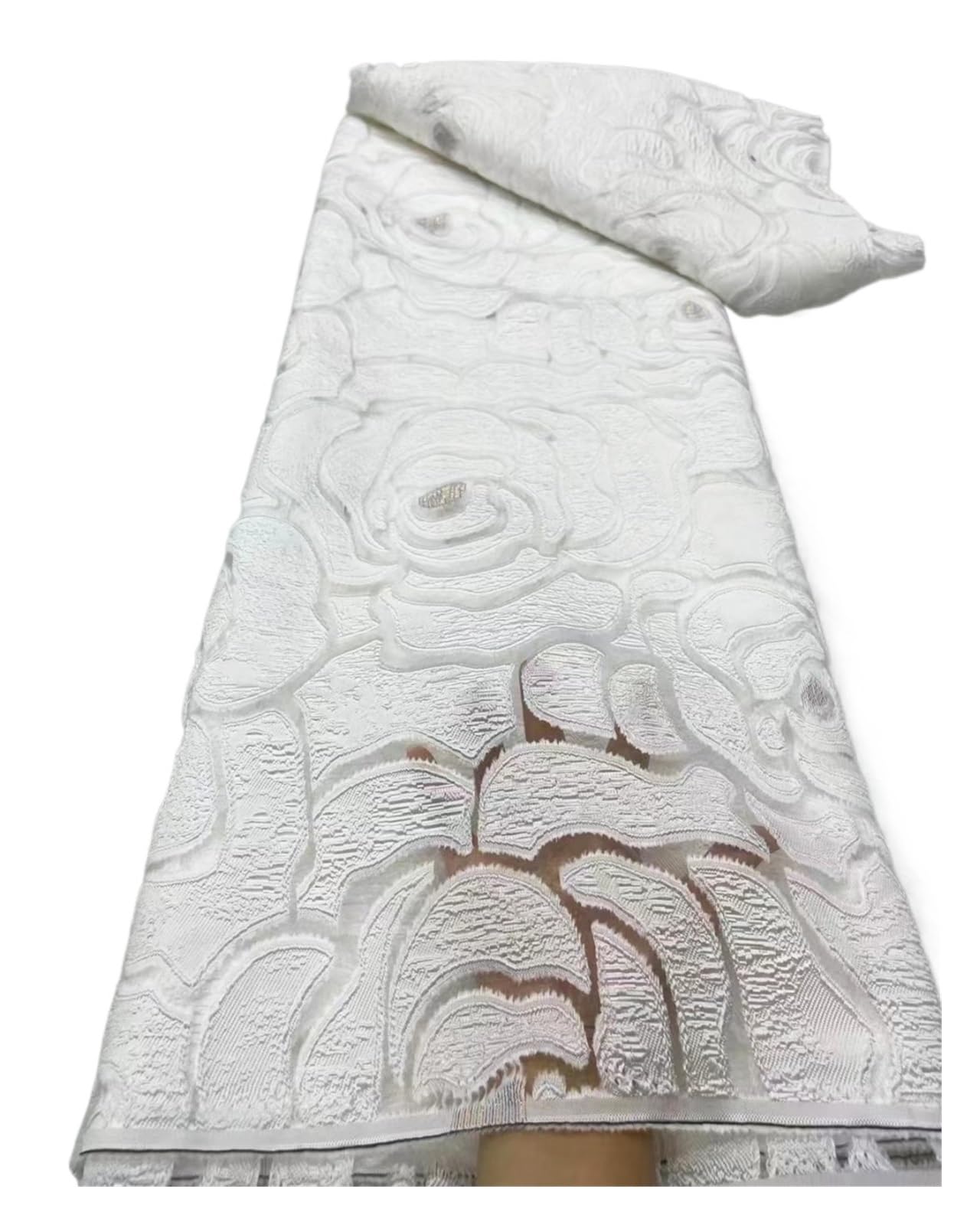 Biała Afrykańska Brokatowa Koronkowa Tkanina Złota Francuska Tłoczona Organza Żakardowa Do Szycia Ubrań Damska Sukienka Na Studniówkę 5 Jardów PięKny I Elegancki Design(6)