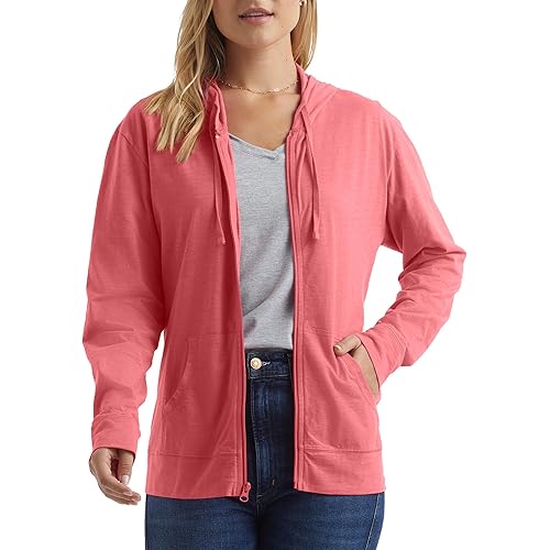Hanes Women’s Slub Knit Full-Zip Hoodie, Textured Cotton Zip-Up T-Shirt Hoodie for Women
