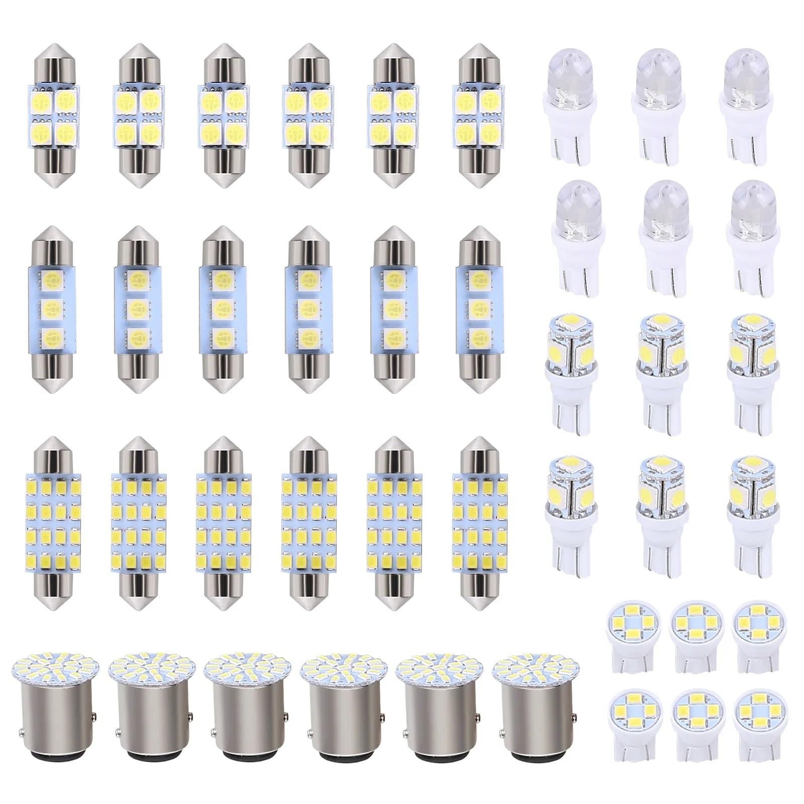 Luz Lectura Interior Trasera Juego De Combinación Luces LED Para Coche Indicadoras Ancho T10 Lectura Doble Punta Matrícula Interiores 42 Uds