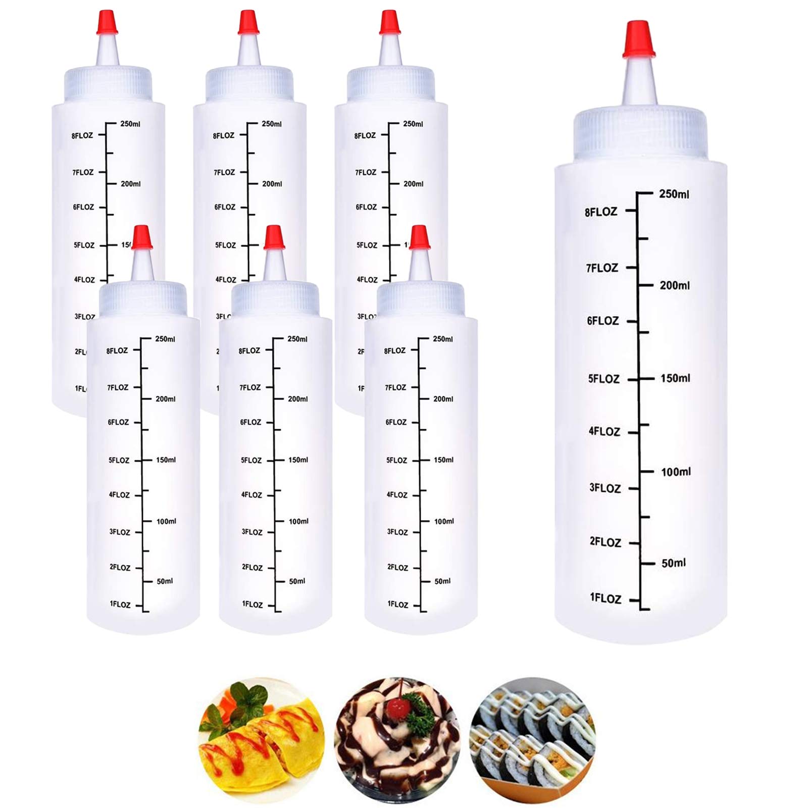 Buy 6 Pack Sauce Bottles Squeeze 8 OZ (250 ml), Condiment Squeeze