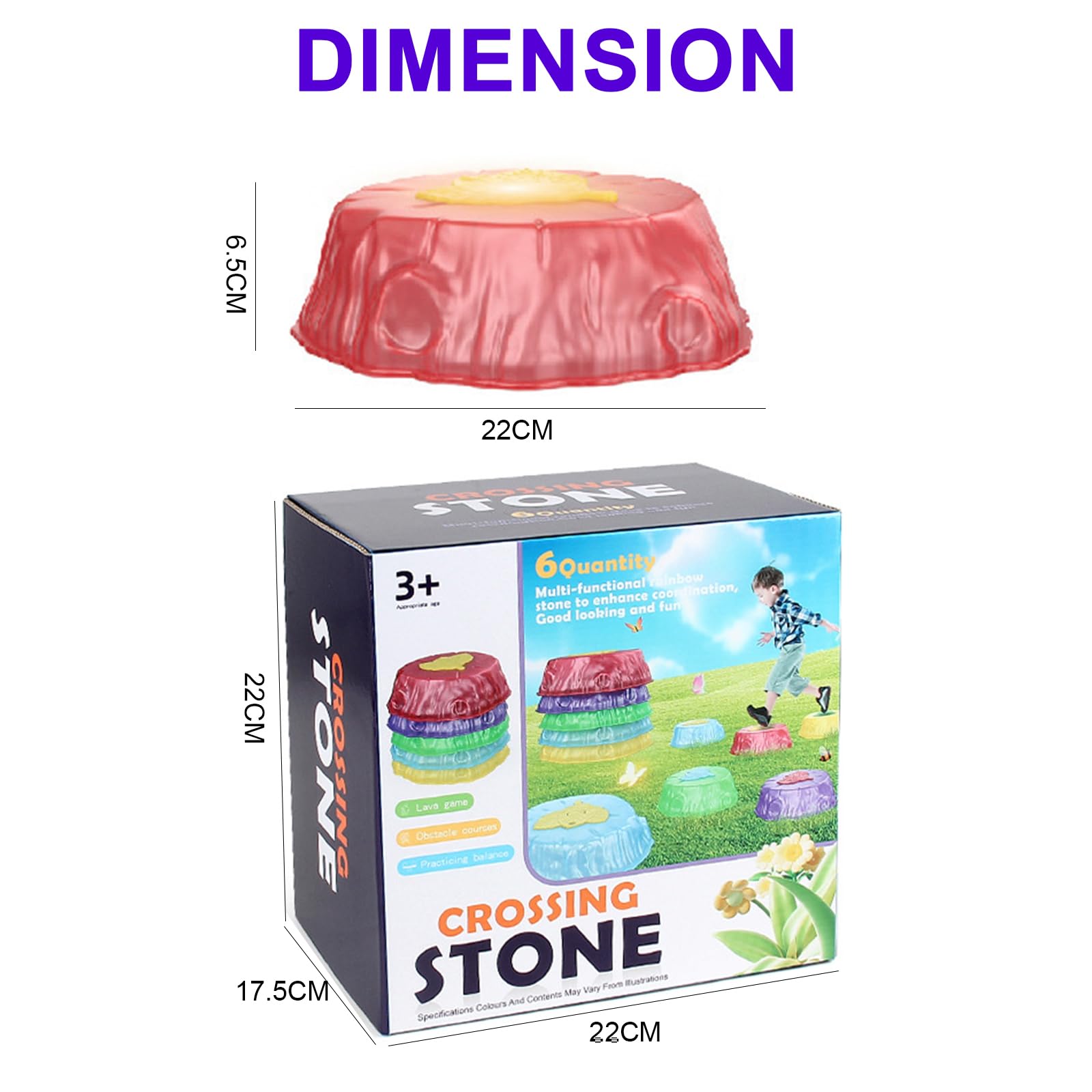 Light Up Stepping Stones Kids, 6 Pcs Sensory Stepping Stones, Stackable Balance Stepping Stones Kids - Image 2