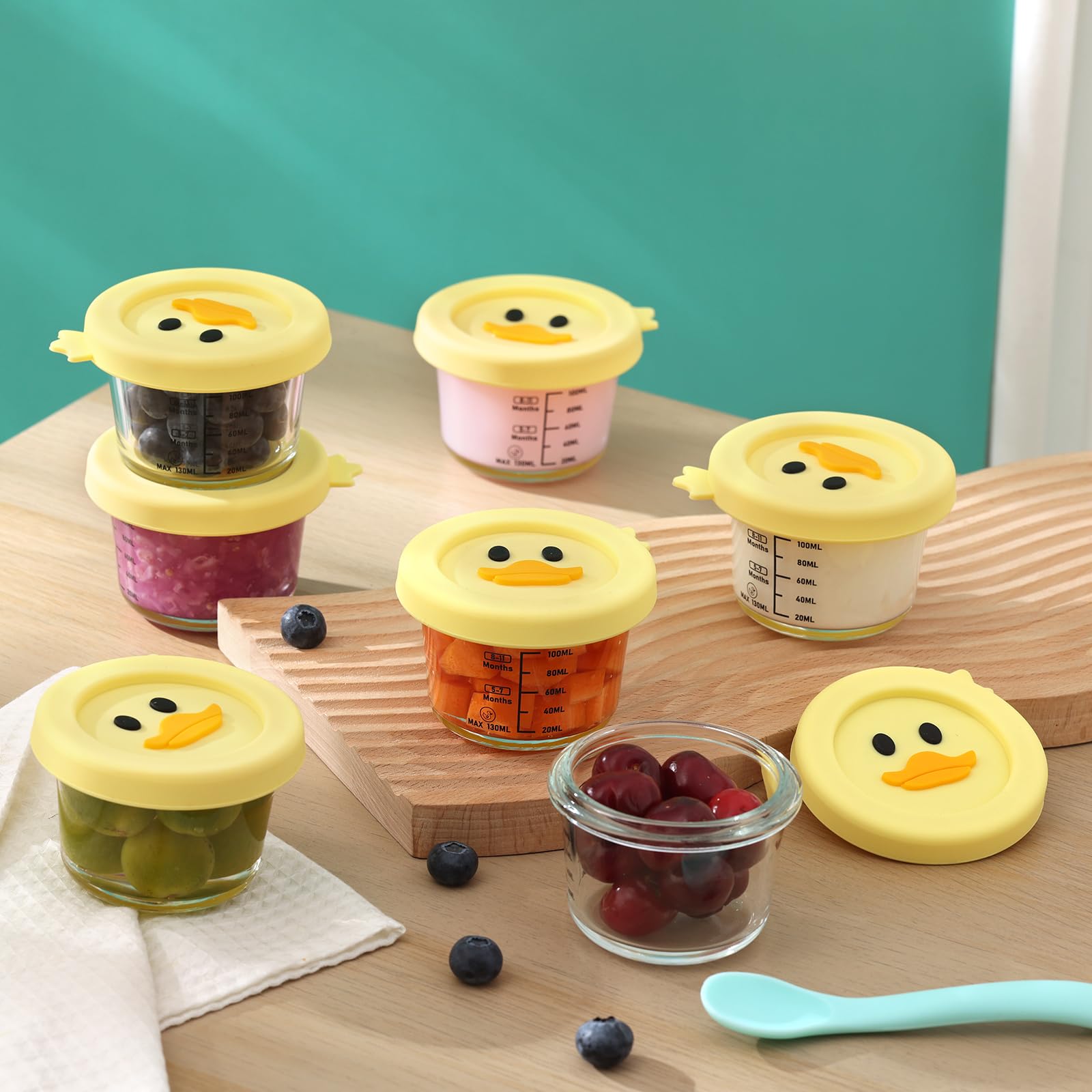 4 Stück Verstärktes Glas Babybrei Einfrieren Behälter, Beikost Baby Zubehör, Babynahrung Aufbewahrung, BPA-frei, Auslaufsicher, Mikrowelle, Geschirrspüler & Gefrierschrank sicher