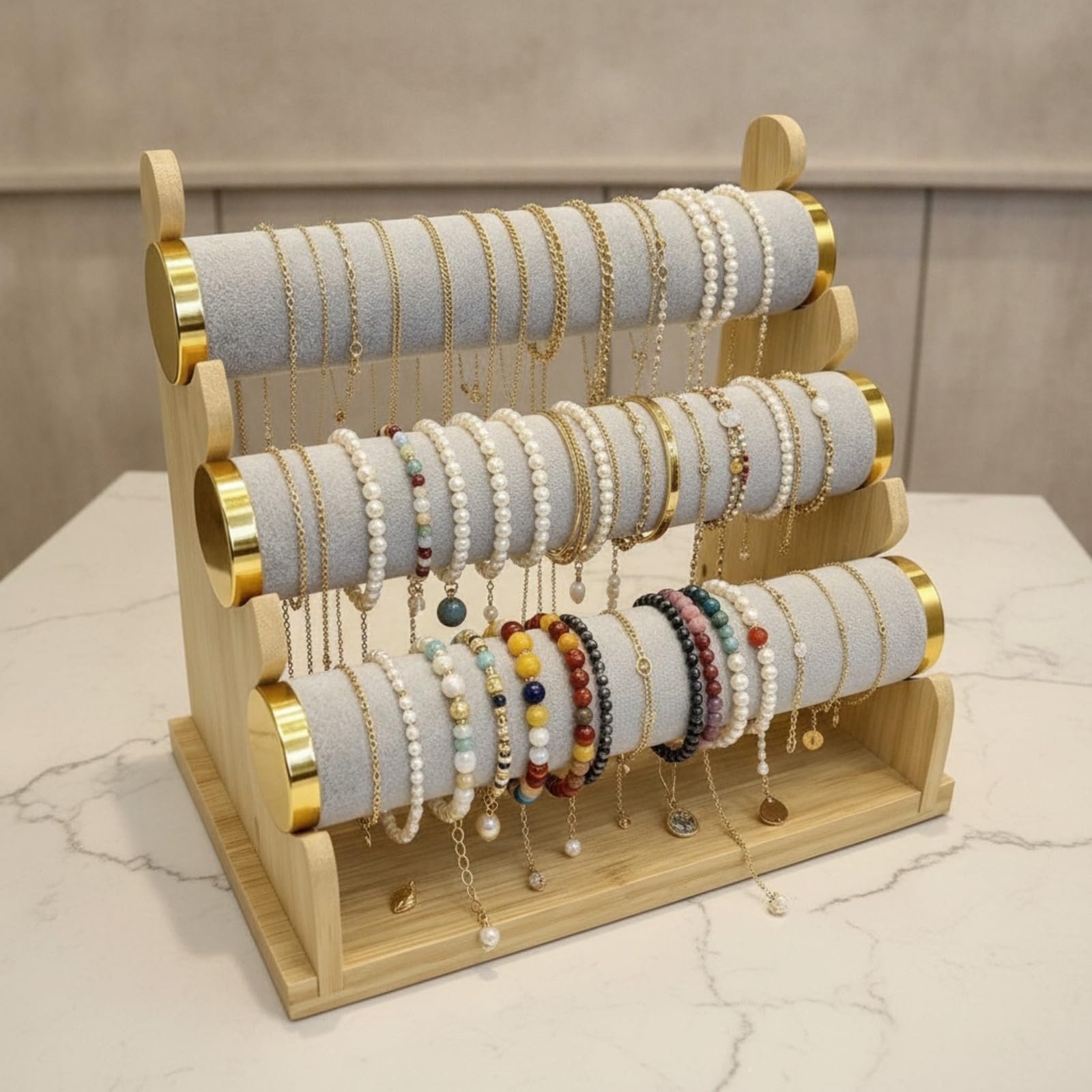 TISHITA Expositor Pulseras Escalonado Joyero | Estable, Ahorra Espacio, para Tocador, Tiendas,