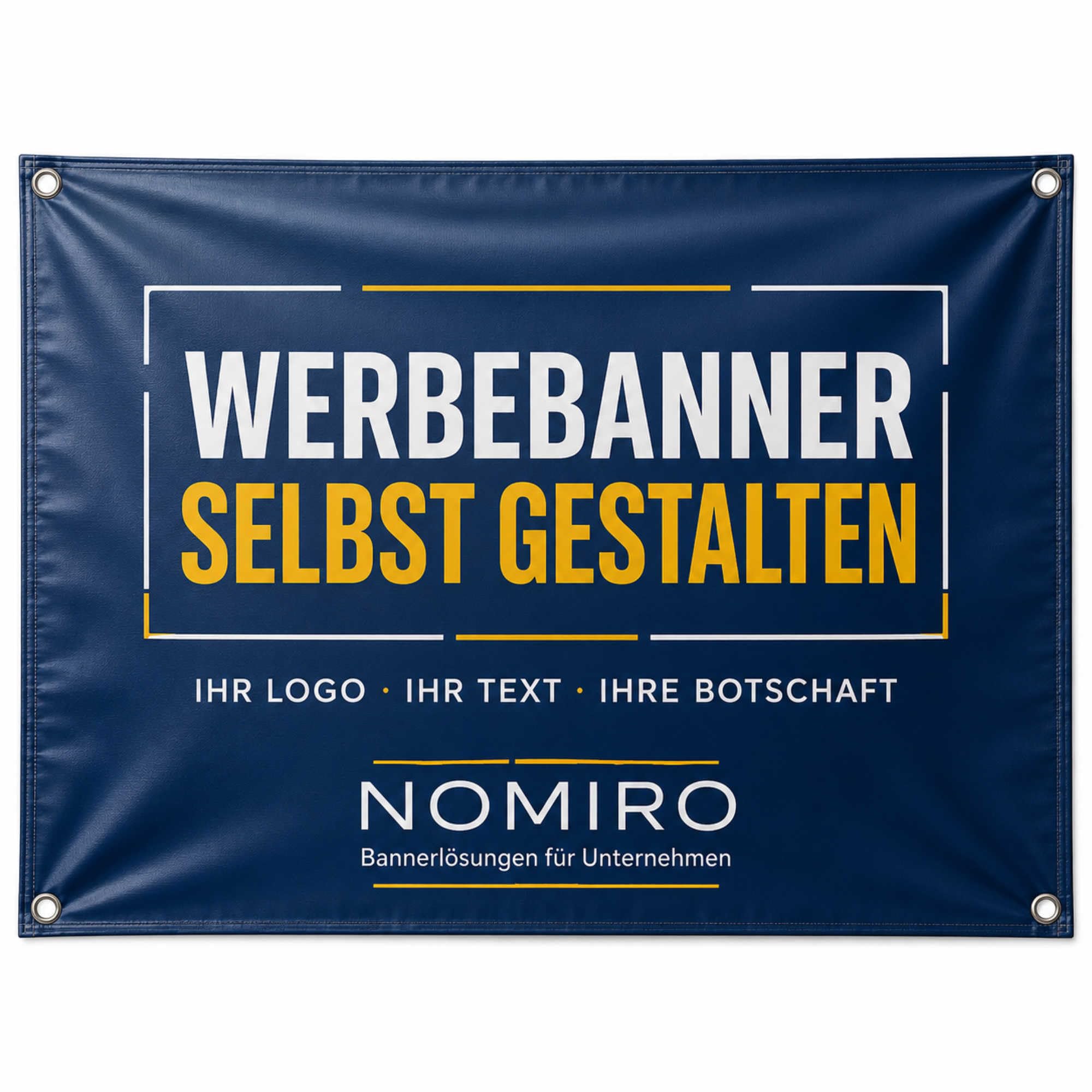 Banner selbst gestalten mit Foto, Logo und Wunschtext - 100x100 cm - Plane personalisiert - Werbebanner - mit Saum & Ösen