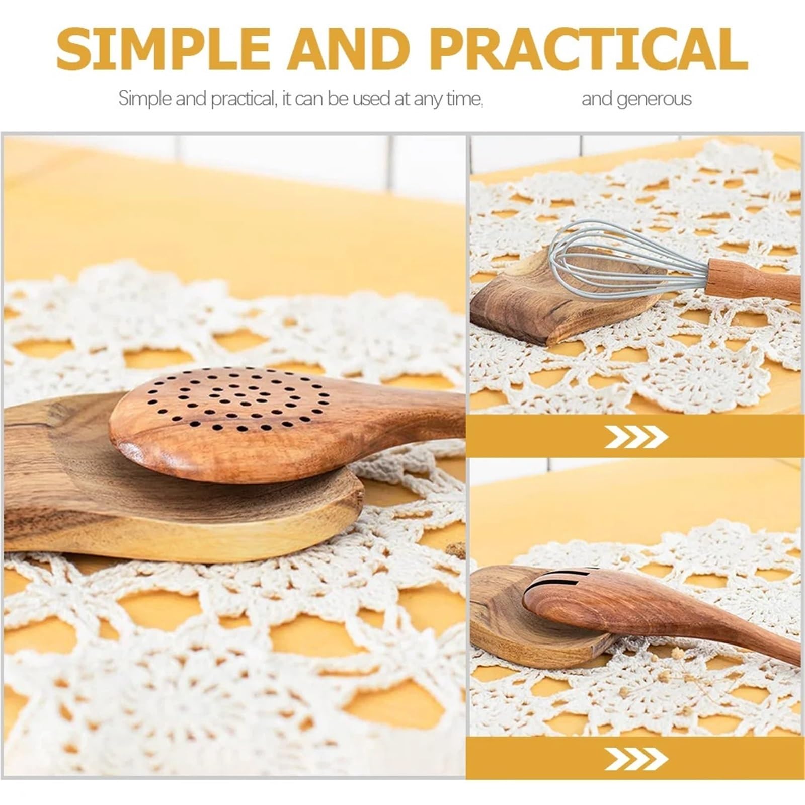 3 stücke Holz Löffel Rest Utensil Küche Schöpfkelle Rack Kochen Spatel Utensilien Halter für Kochlöffel, Schöpfkellen