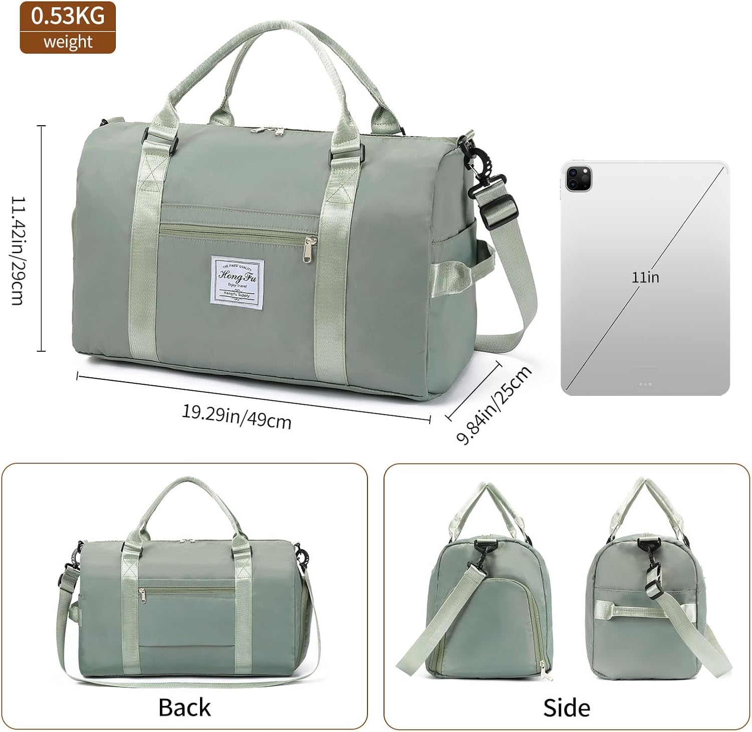 Gym Bag for Women Sports Duffle Bag with Wet Pocket and Shoe Compartment Overnight Weekender Carry on Bag Travel Sport - Image 3