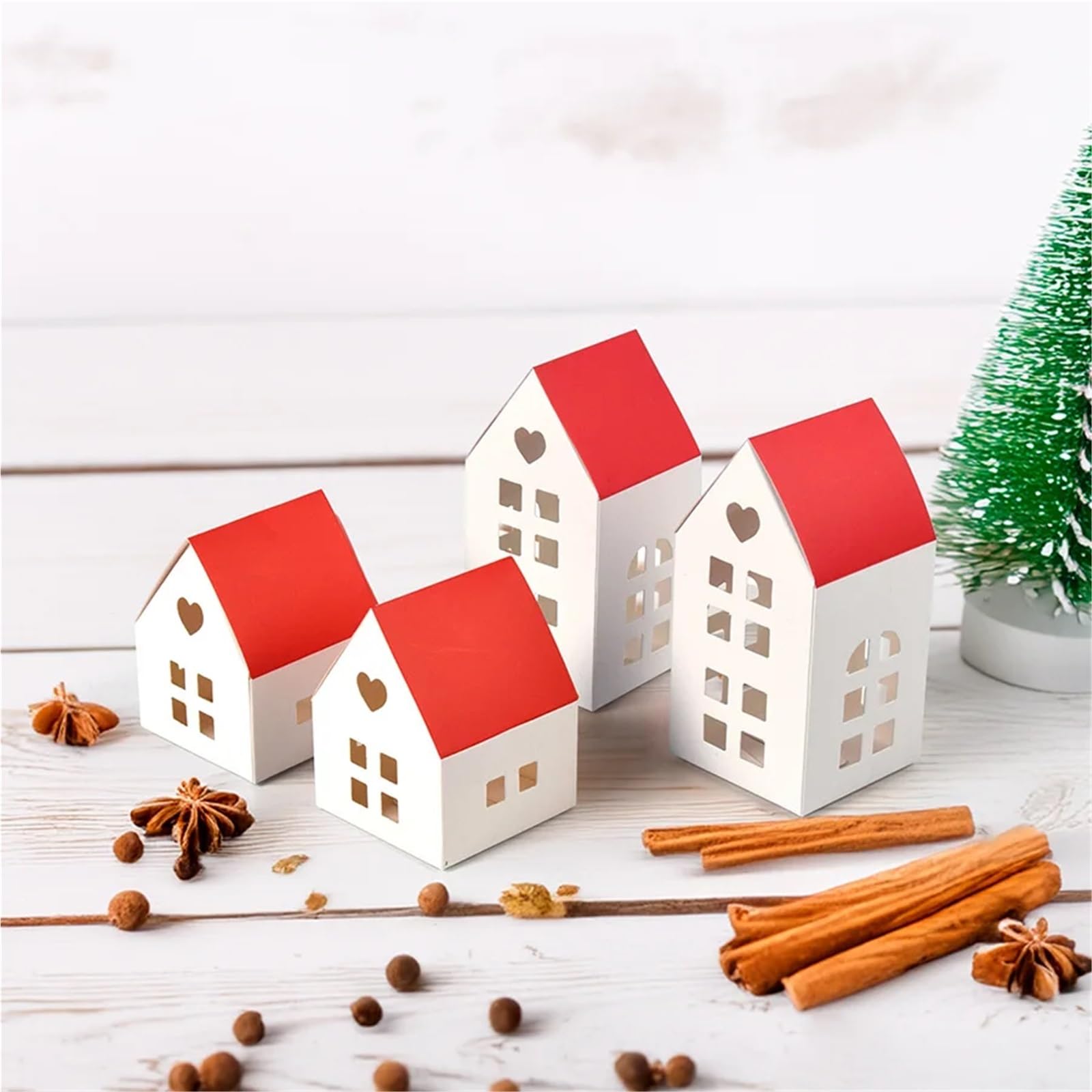 Scatola per Dolci 10/30/50 Pezzi di Piccole scatole Caramelle Colorate for la Cottura, for Feste, e Bambini, in Carta(Red Roof Room(High),Color 1_50PCS)