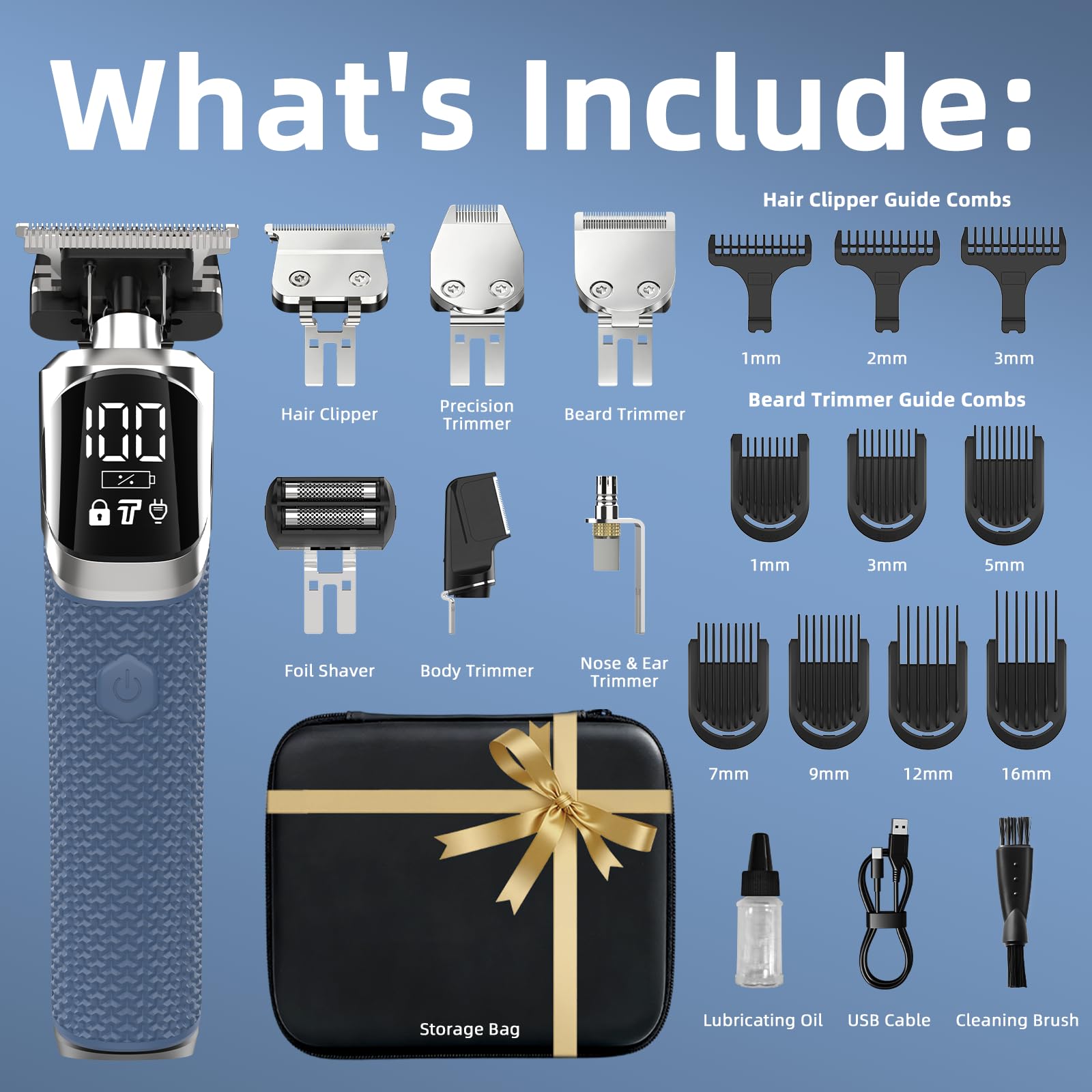Ufree 6-in-1 Beard Trimmer for Men, Electric Shaver Razor, Hair Trimmer
