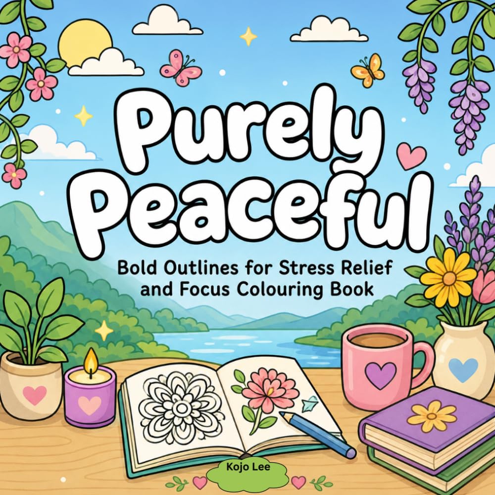 Purely Peaceful: Bold Outlines for Stress Relief and Focus Colouring Book