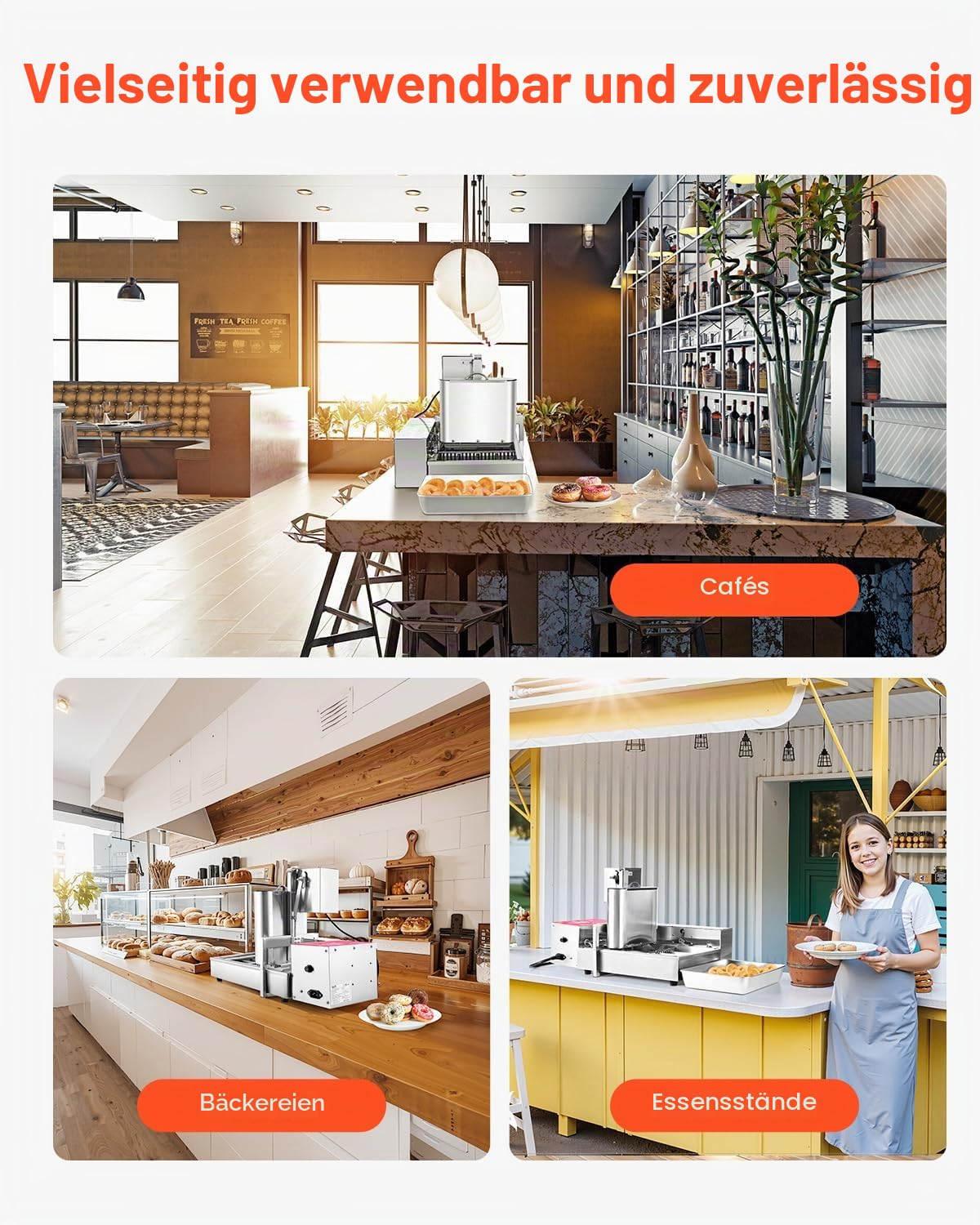 VEVOR kommerzielle automatische Donut Maschine Maker, 4-reihige Herstellungsausrüstung aus Edelstahl (240 Stk./h) elektrische Donut-Fritteuse mit intelligenter Steuerung für Bäckereien Restaurants