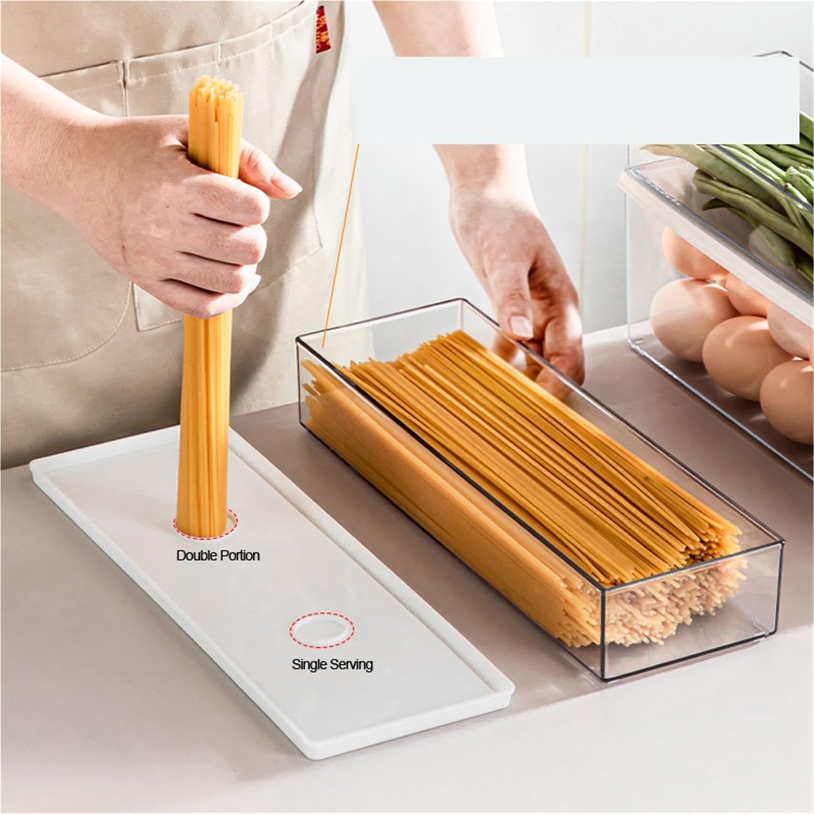 Luftdichter Frischhaltedose für Spaghetti und Nudeln, transparenter Küchen-Organizer mit Deckel für Speisekammer und Lasagne