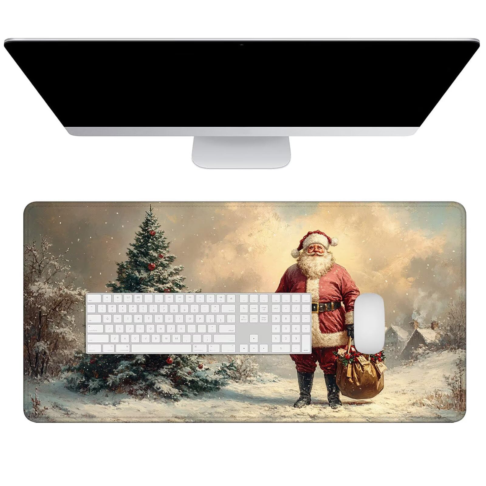Gamingowa podkładka pod mysz XXL – duża podkładka pod mysz, 1400 x 600 x 3 mm, podkładka na stół, Święty Mikołaj, duży rozmiar, poprawia precyzję i prędkość, antypoślizgowa podkładka, wodoodporna