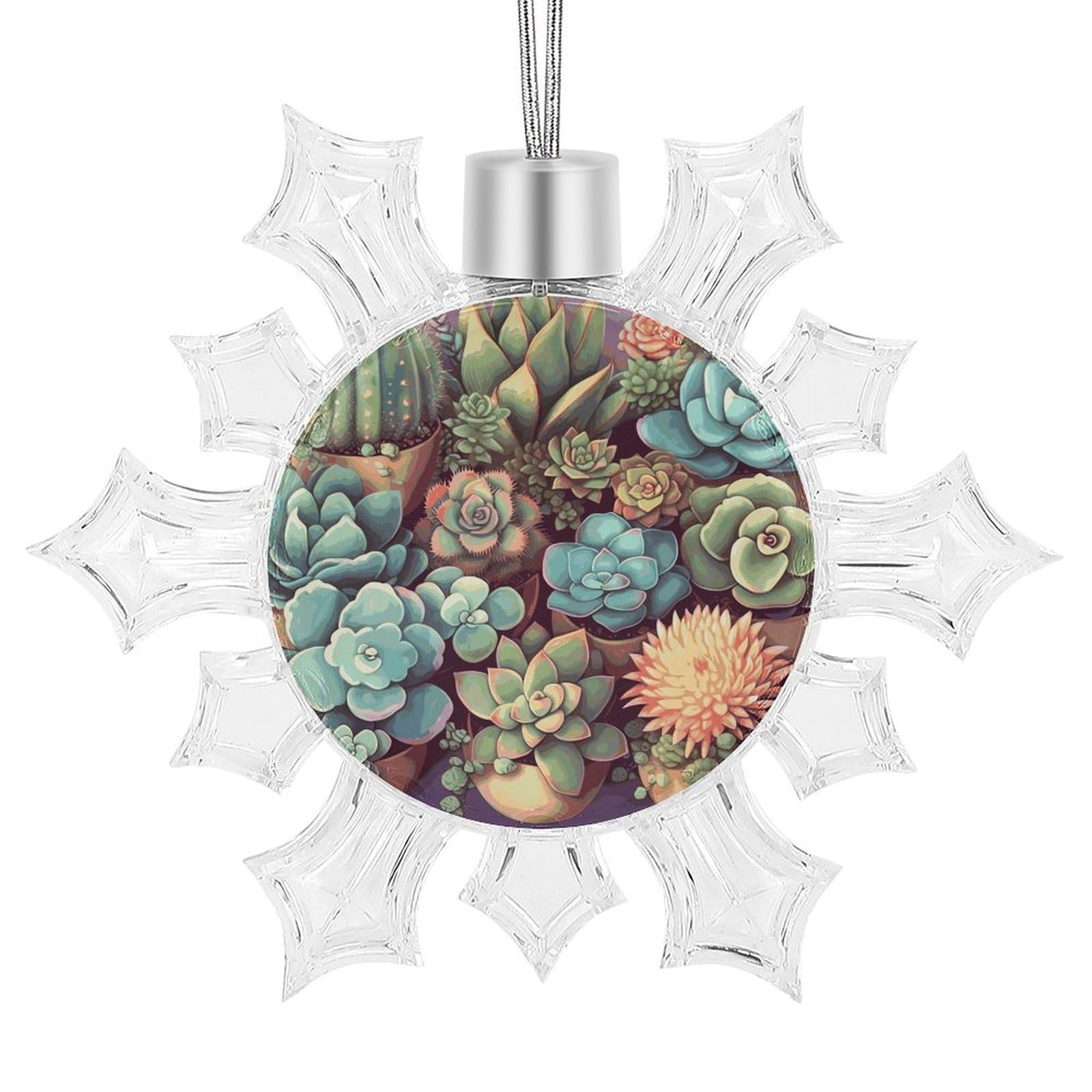Cute Succulents Snowflake Ornaments Cute Snowflake Pendant Exquisite Christmas Tree Ornaments for Christmas Weddings New Year Birthday Holiday Celebration