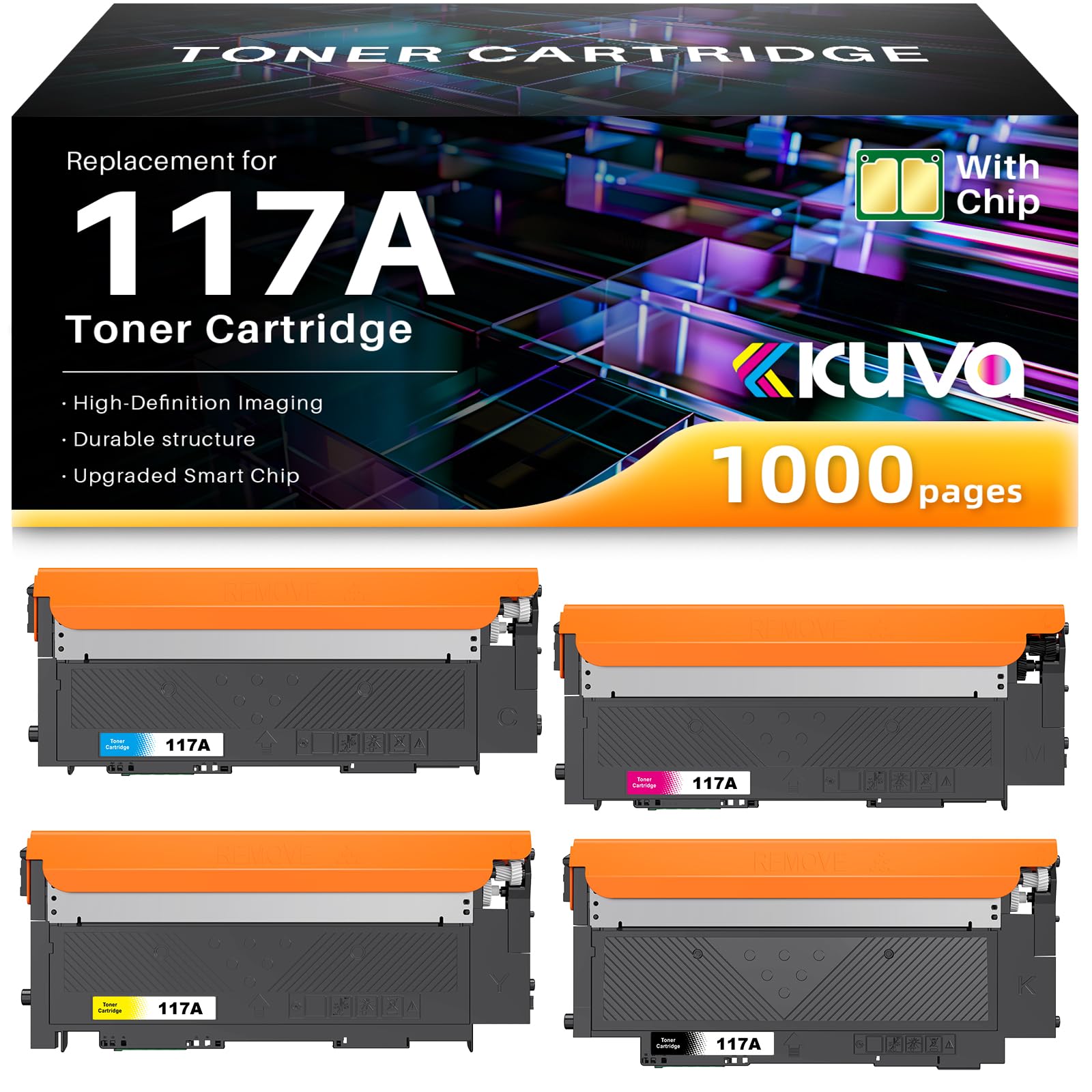 117A Cartuchos de Toner Compatible para HP W2070A W2071A W2072A W2073A para HP Color Laser MFP 178nw 179fnw 150nw 150a 179fwg 178nwg (Negro Cian Amarillo Magenta, Paquete de 4)