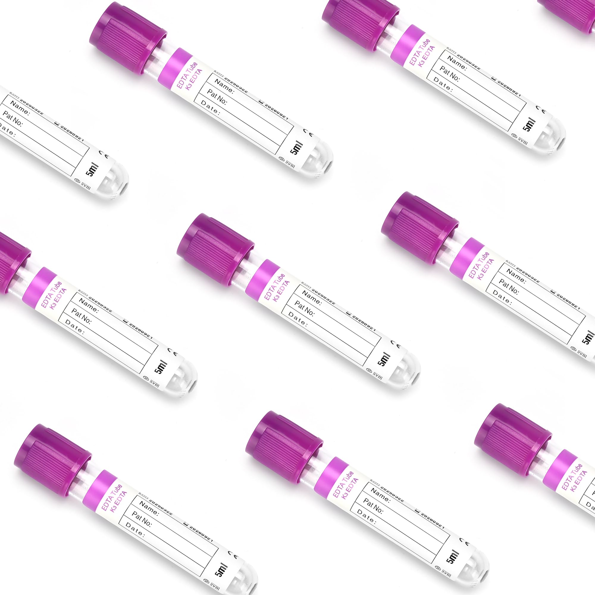 Provette per raccolta del sangue con eparina, provette sottovuoto da 5 ml, confezione da 100 pezzi, per test di laboratorio veterinario