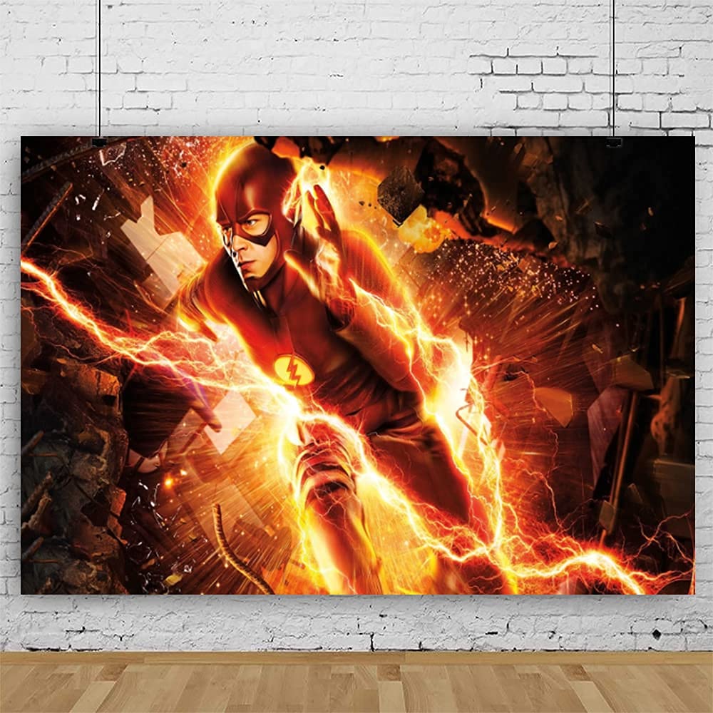 Buy The Flash Party Decorations Backdrop, Happy Birthday Background