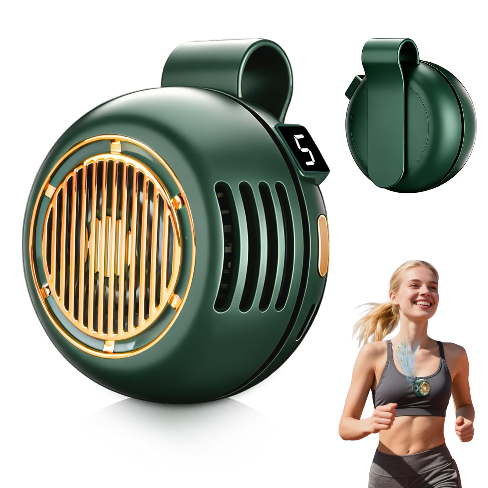 Yizemay Portable Clip-On Bladeless Fan, Clip On Fan for Clothes, Clip On Waist Neck Fan with 5 Speeds, Rechargeable Wearable Hands-Free Cooling Fans for Outdoor Travel Office Shirt.