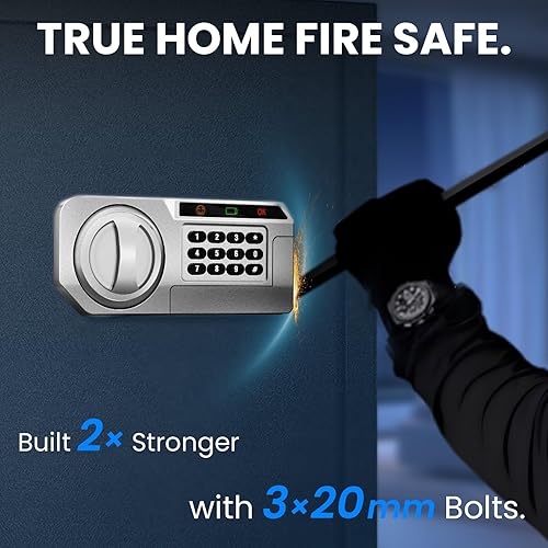 Miniatura 5 de Caja de seguridad personal para documentos de hogar de 1.5 pies cúbicos, almacenamiento plano tamaño carta, interior de fieltro, caja fuerte de