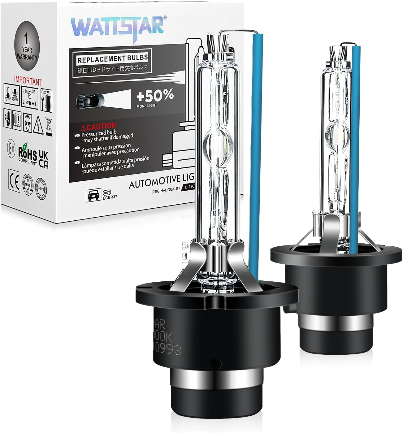 OEM Quality D2S Xenon Bulbs, 35W D2S 8000K Xenon Headlight Bulbs,IP68 Waterproof, HID Xenon Bulb Suitable for 66240 66240CBI 66240XN2 85122 85122XV2C1, (pack of 2)