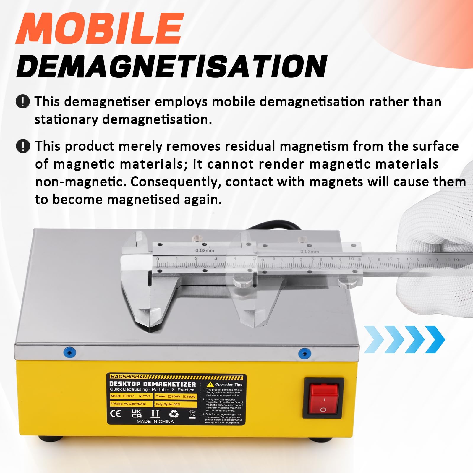 BAOSHISHAN Smagnetizzatore portatile 150W, bobina di rame puro, 80% velocità di continuazione, dimensioni 22×16×9CM, magnetizzazione e smagnetizzazione per utensili