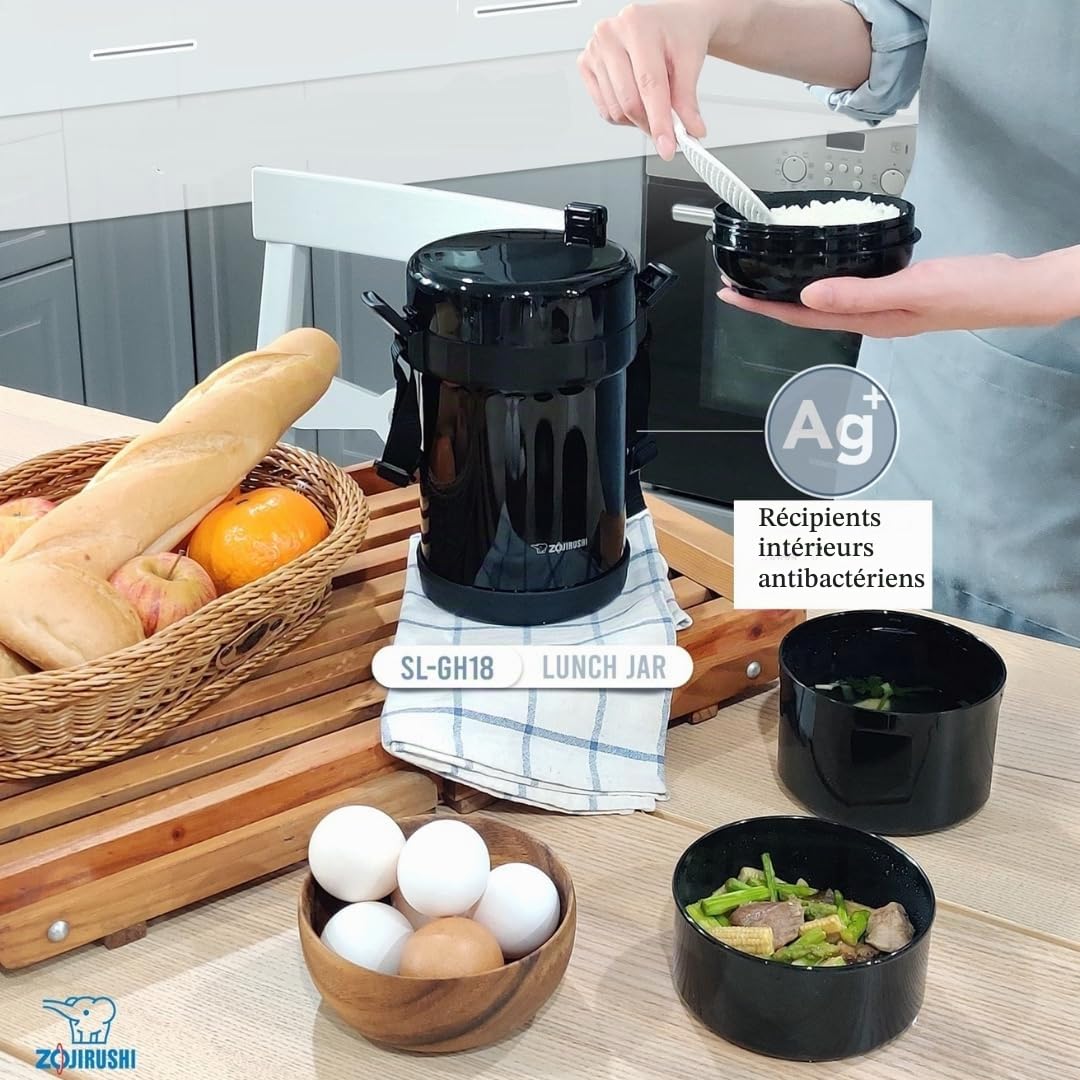 Zojirushi - Boîte à repas en acier inoxydable thermique BENTO BAKO | SL-GH18-BA (import du Japon)