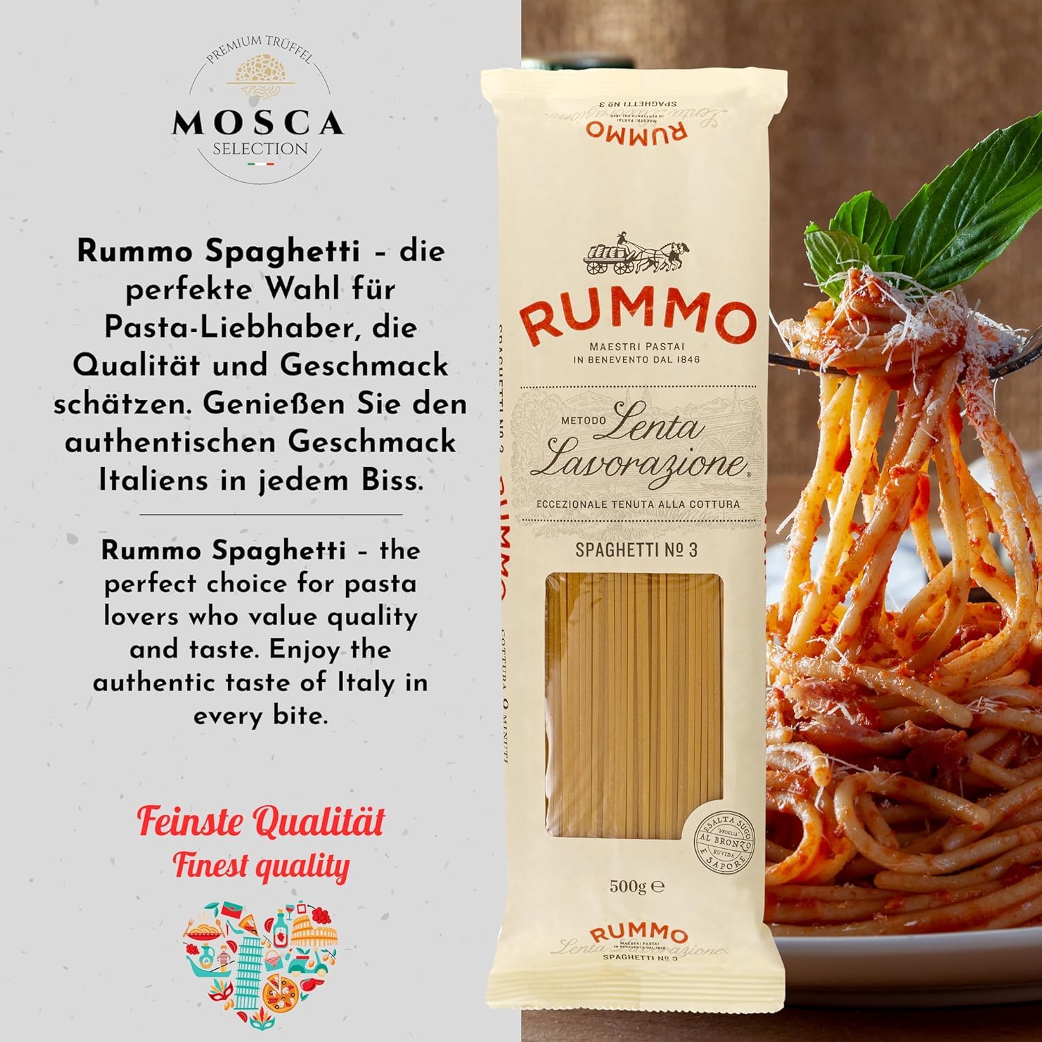 Coffret cadeau Spaghettata Selection : pâtes, pesto, huile d'olive, sauce tomate et épices - parfait pour des voyages culinaires dans la cuisine méditerranéenne - belle idée cadeau