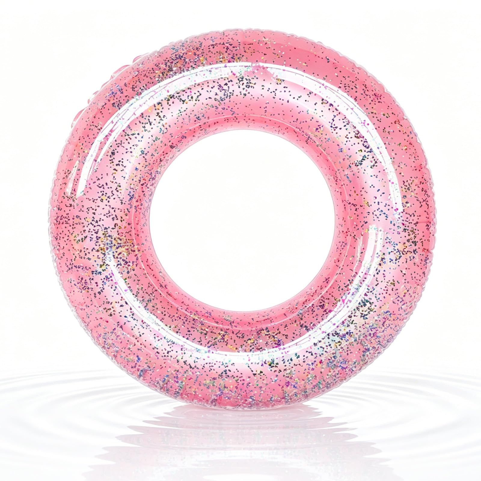 Baby Pink Sequins Swimming Ring Inflatable Rubber Rings for Girls Kids Adults,90cm Inflatable Pool Ring Floaties Swim Rings Water Float Inflatables Pool Float for Girls Women Beach Summer Water Party